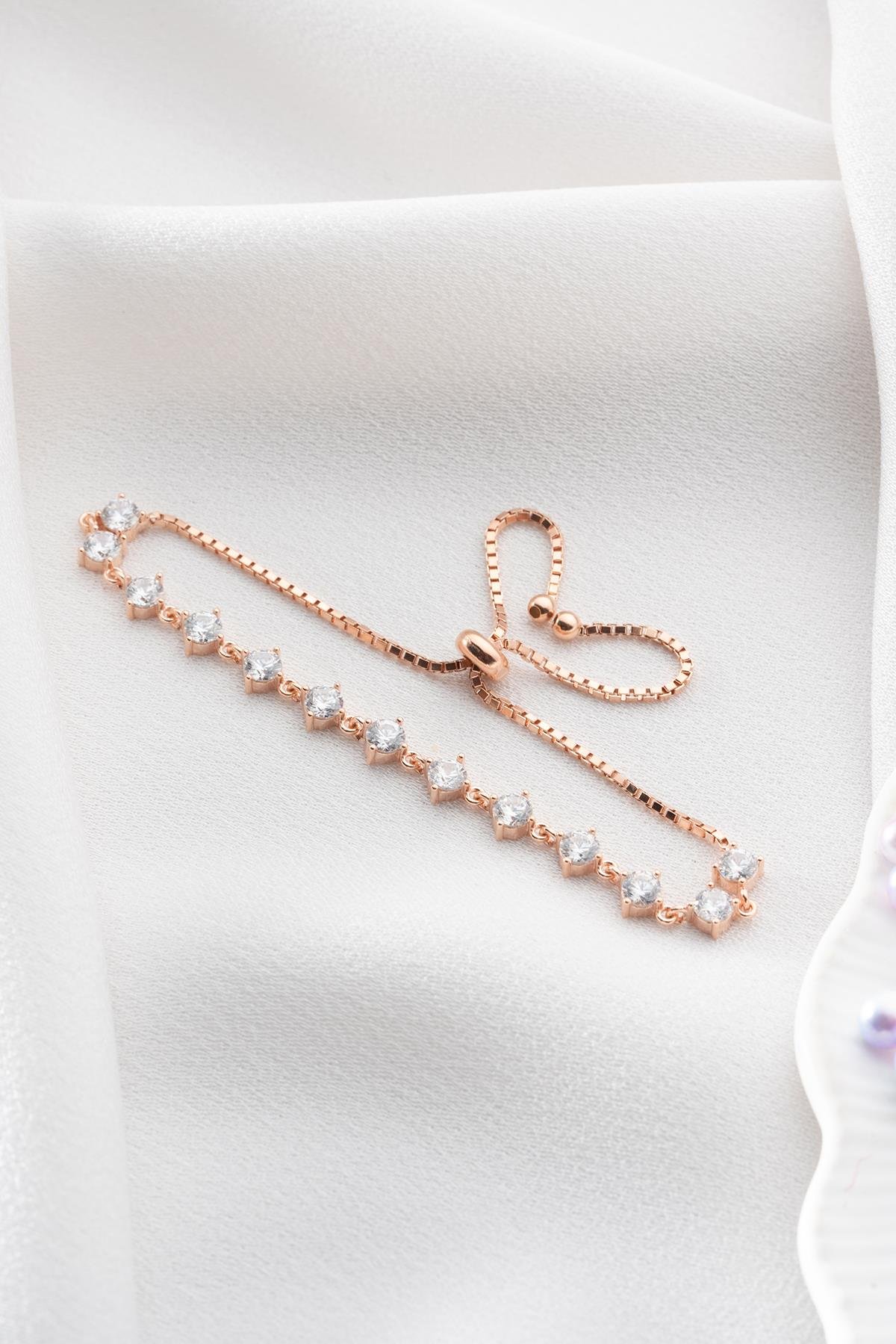 925 Ayar Gümüş Asansörlü Sıralı Zirkon Taşlı Bileklik 