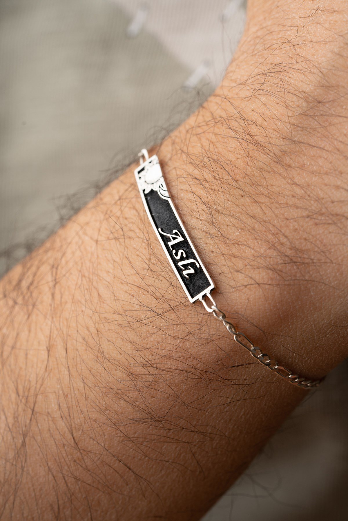 925 Ayar Gümüş Ay ve Güneş Uyumu Çift Sevgili İsimli Bileklik (2 Adet)