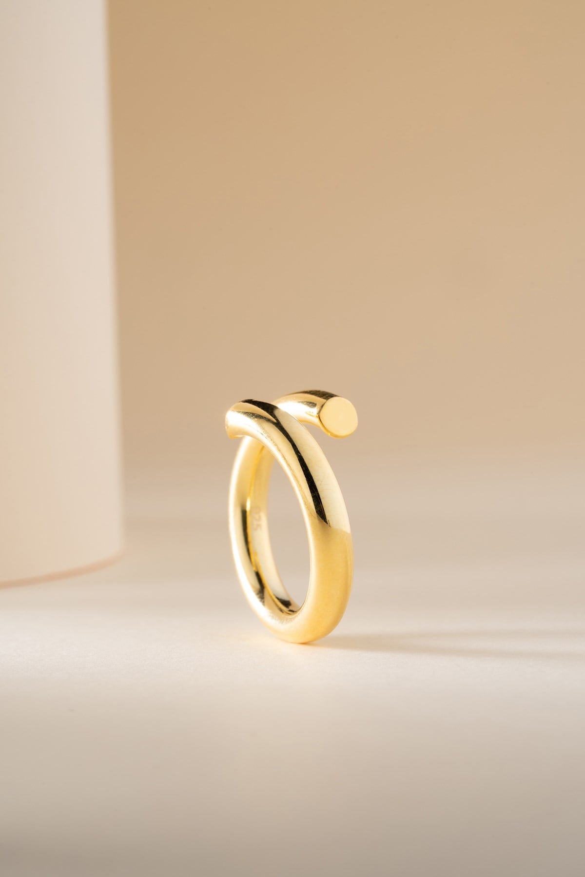 925 Ayar Gümüş Ayarlanabilir Gold Kaplama Kalın Model Şarnel Yüzük