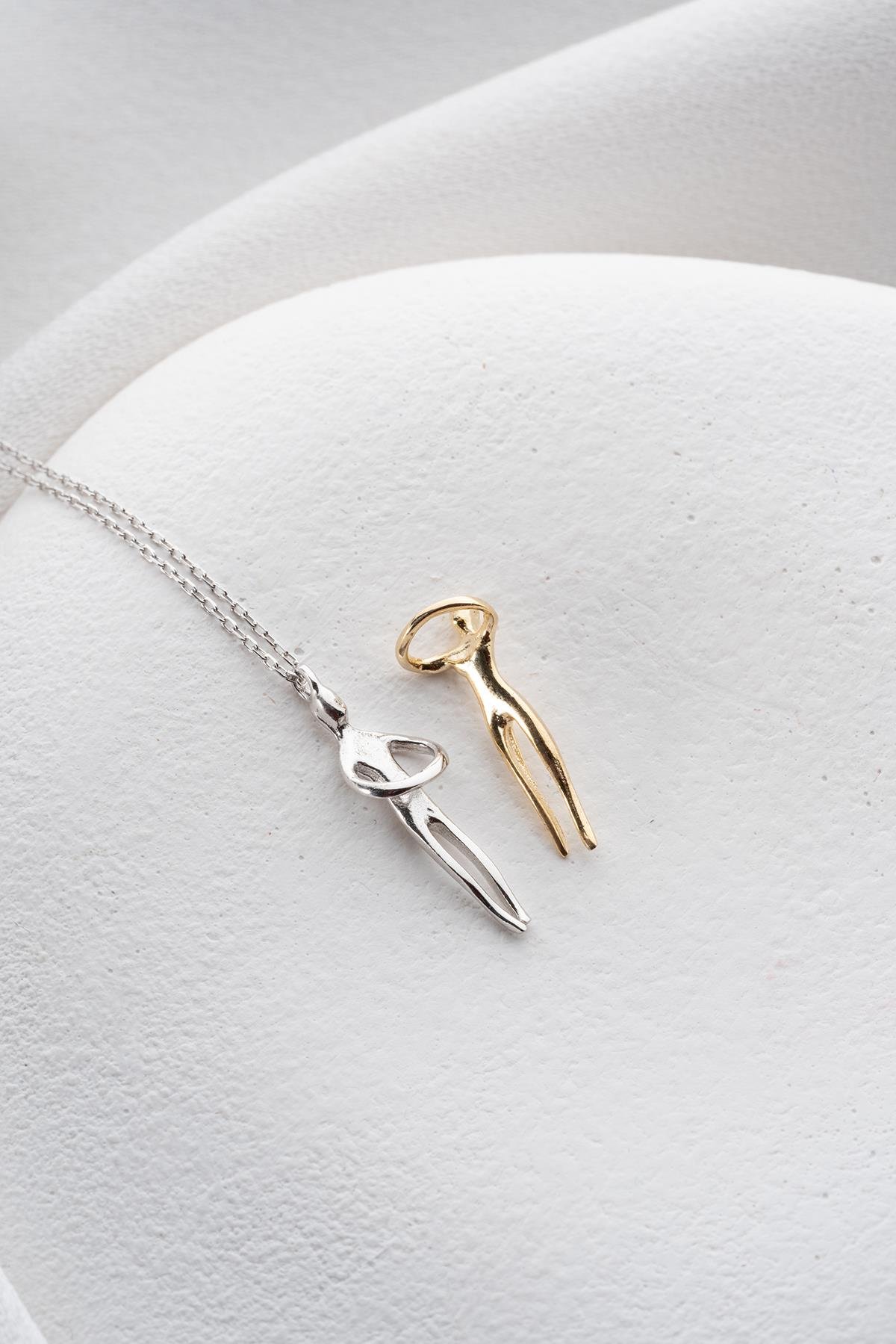 925 Ayar Gümüş Birbirine Sarılan Sevgili Aşk Kolye