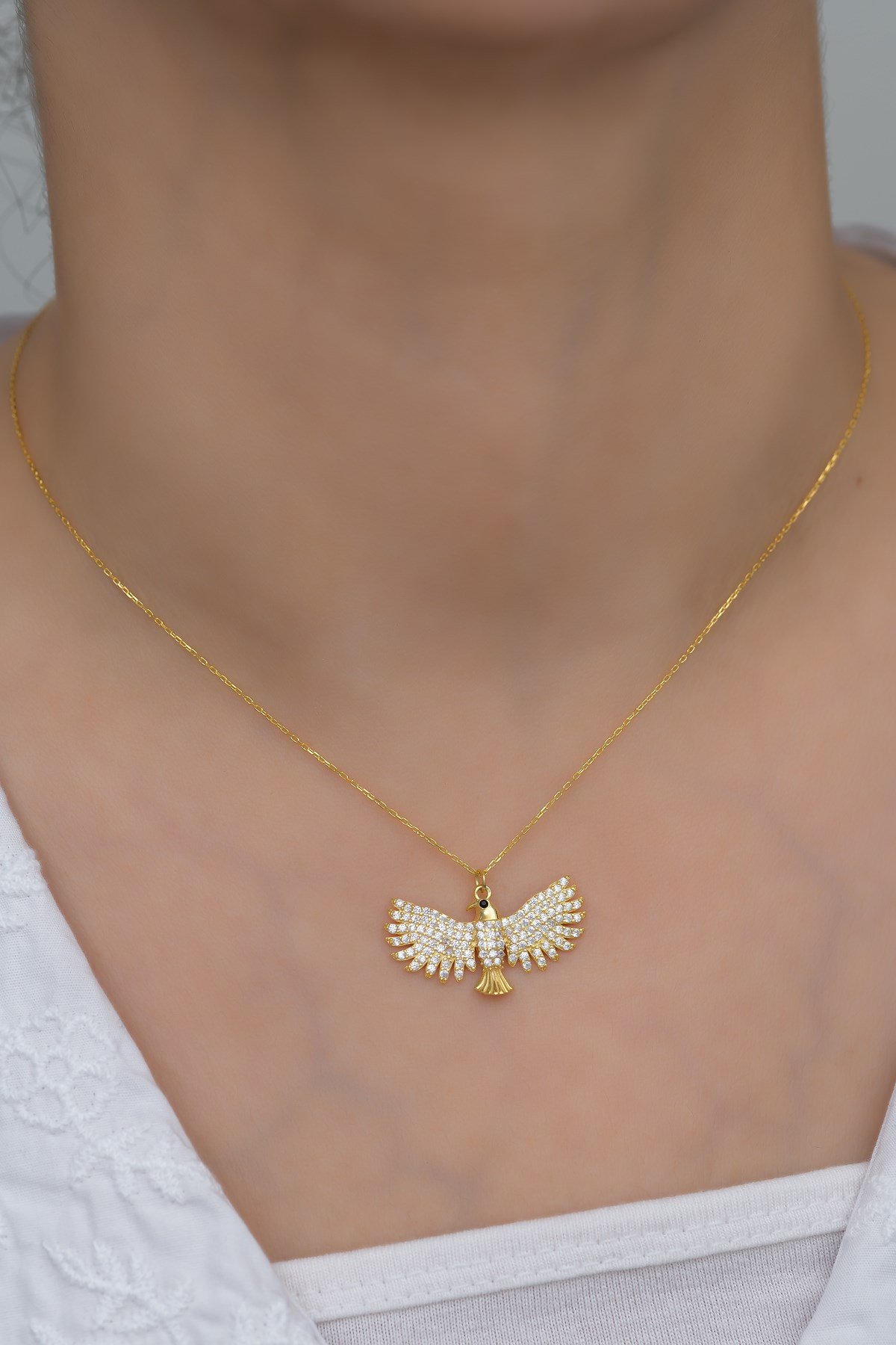 925 Ayar Gümüş Gold Anka Kuşu Kolye