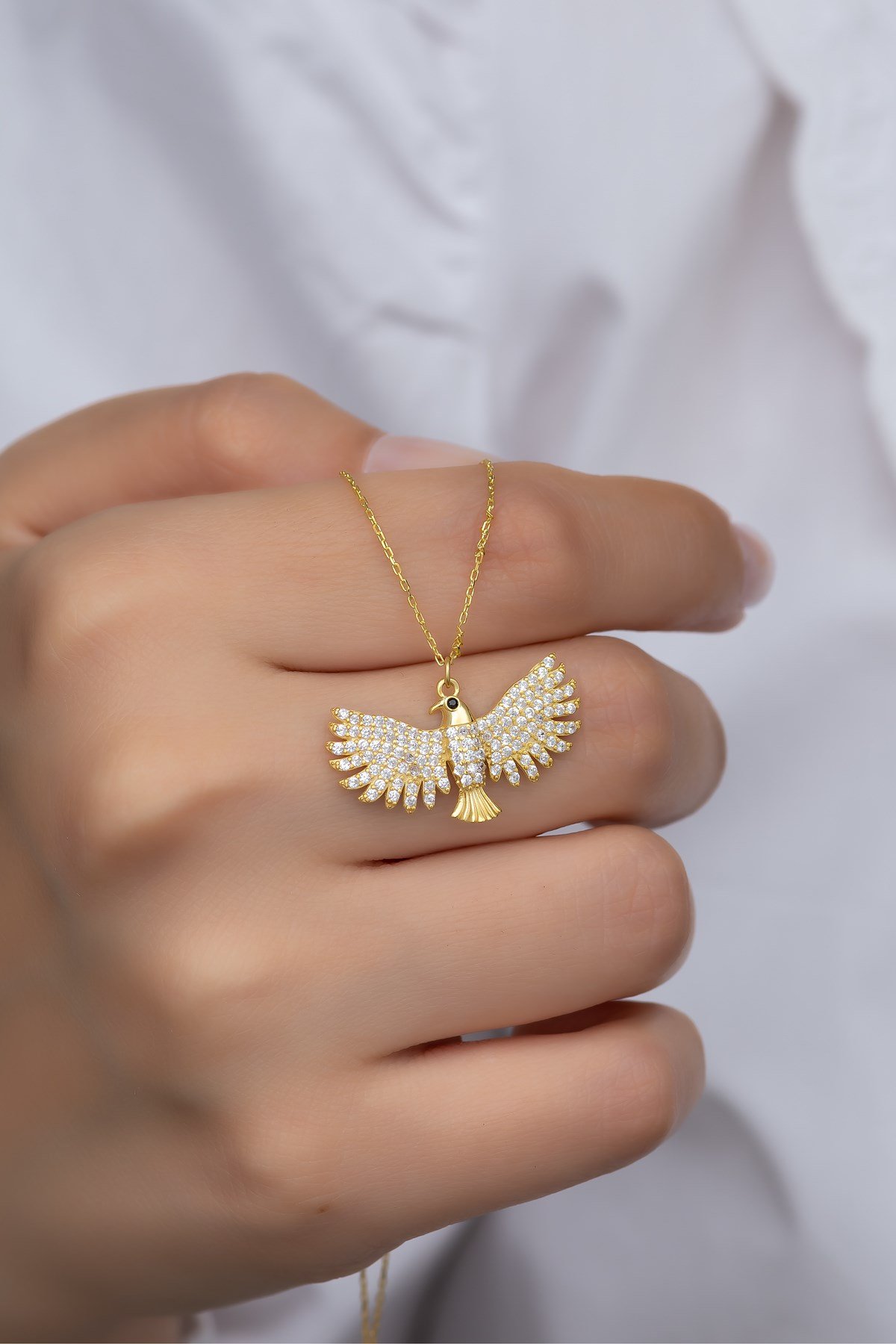 925 Ayar Gümüş Gold Anka Kuşu Kolye