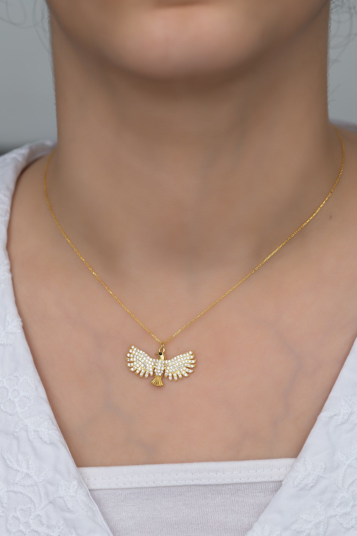 925 Ayar Gümüş Gold Anka Kuşu Kolye