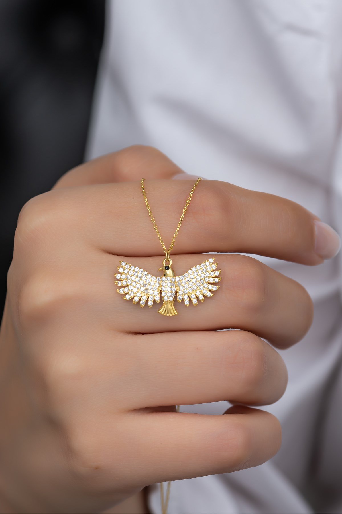 925 Ayar Gümüş Gold Anka Kuşu Kolye