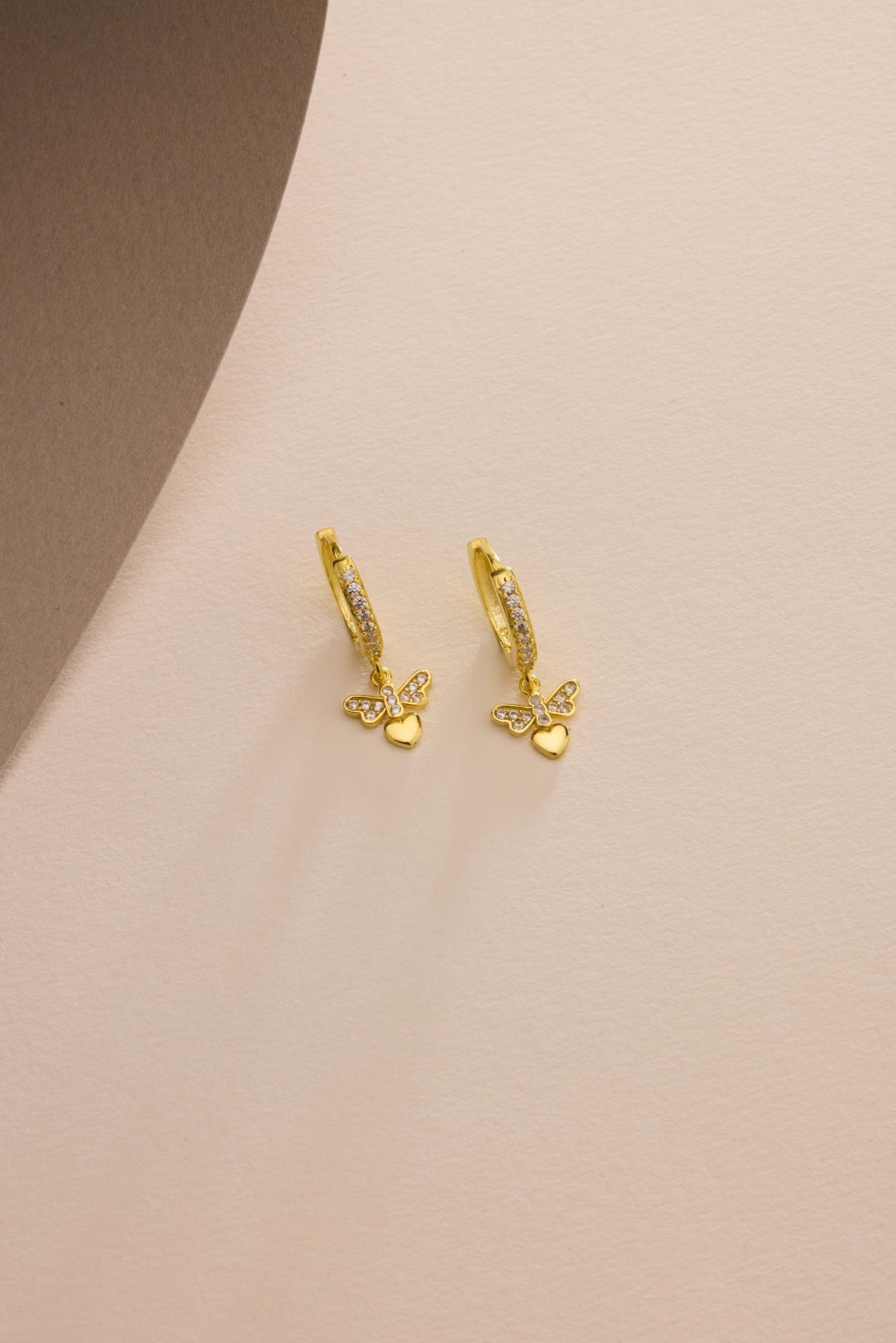 925 Ayar Gümüş Gold Kaplama 10 mm Sallantılı Yusufcuk Küpe