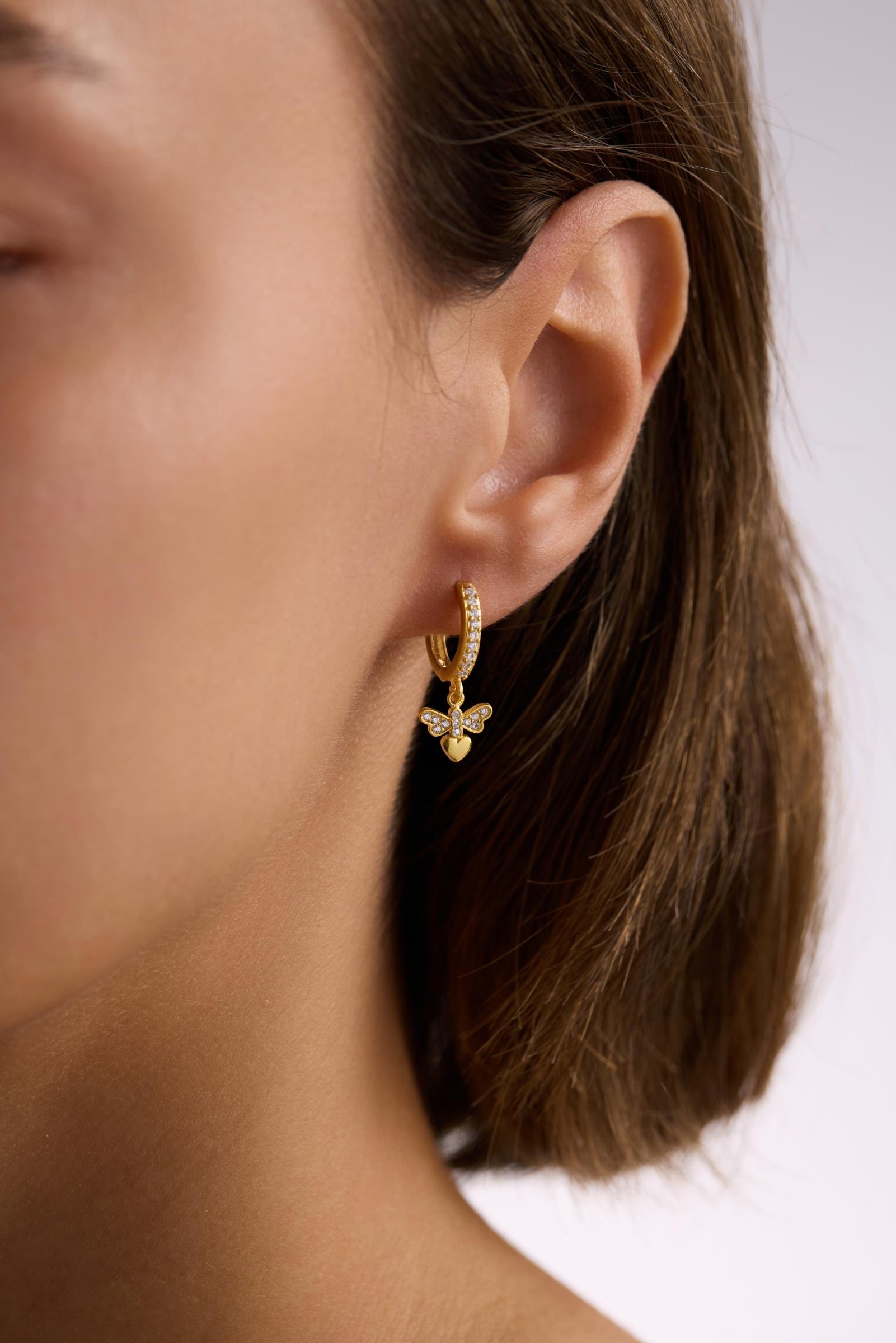 925 Ayar Gümüş Gold Kaplama 10 mm Sallantılı Yusufcuk Küpe