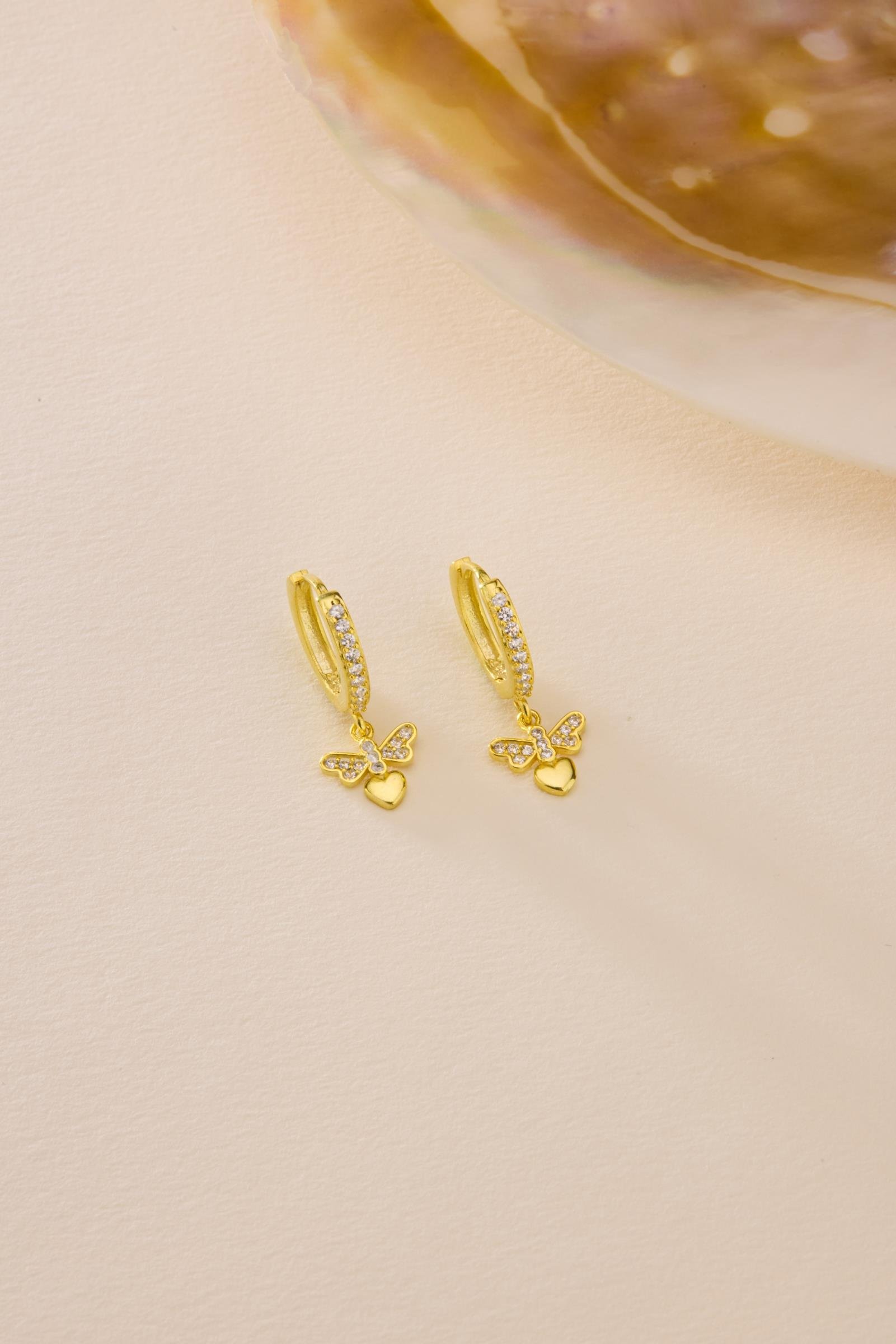 925 Ayar Gümüş Gold Kaplama 10 mm Sallantılı Yusufcuk Küpe