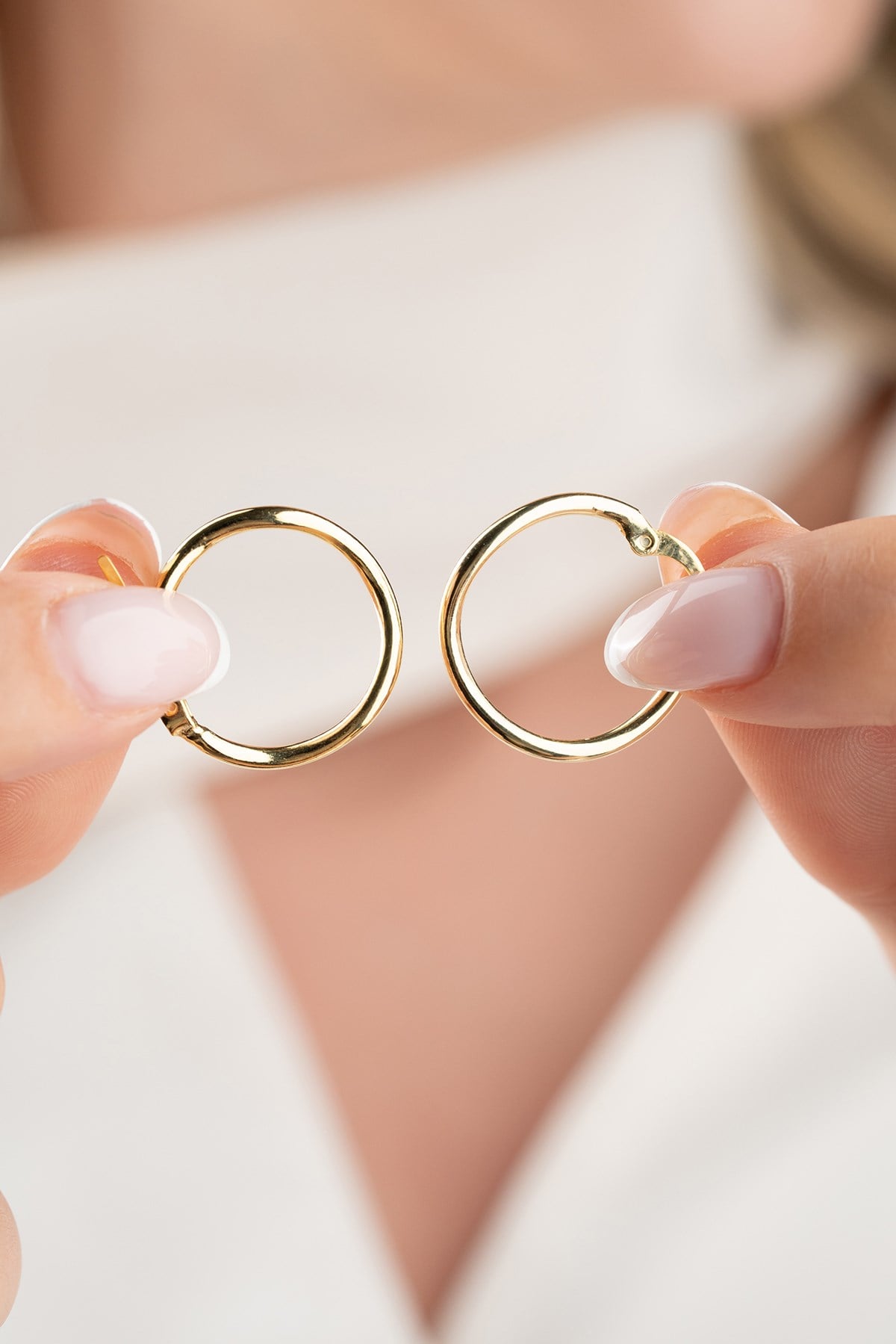 925 Ayar Gümüş Gold Kaplama 20 mm Dalgalı Şarnel Küpe