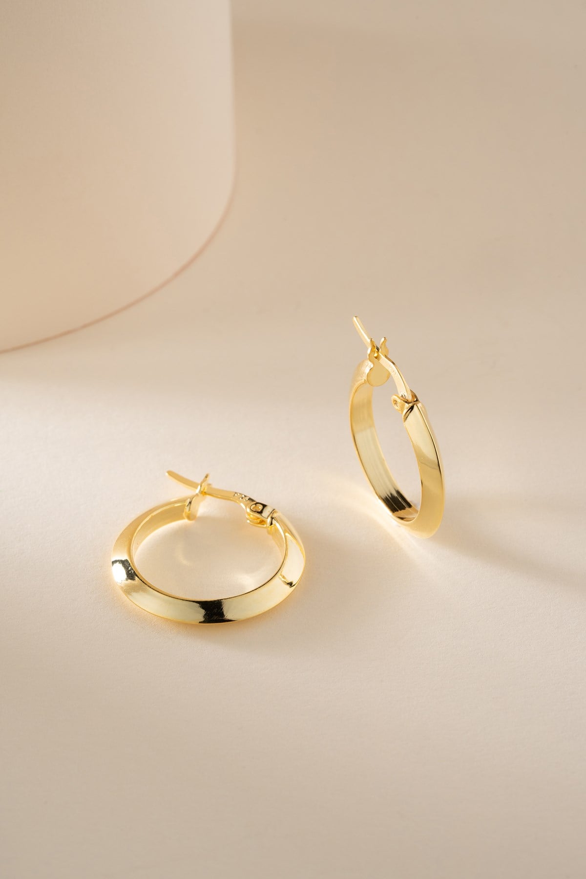 925 Ayar Gümüş Gold Kaplama 20 mm Halka Model Şarnel Halka Küpe