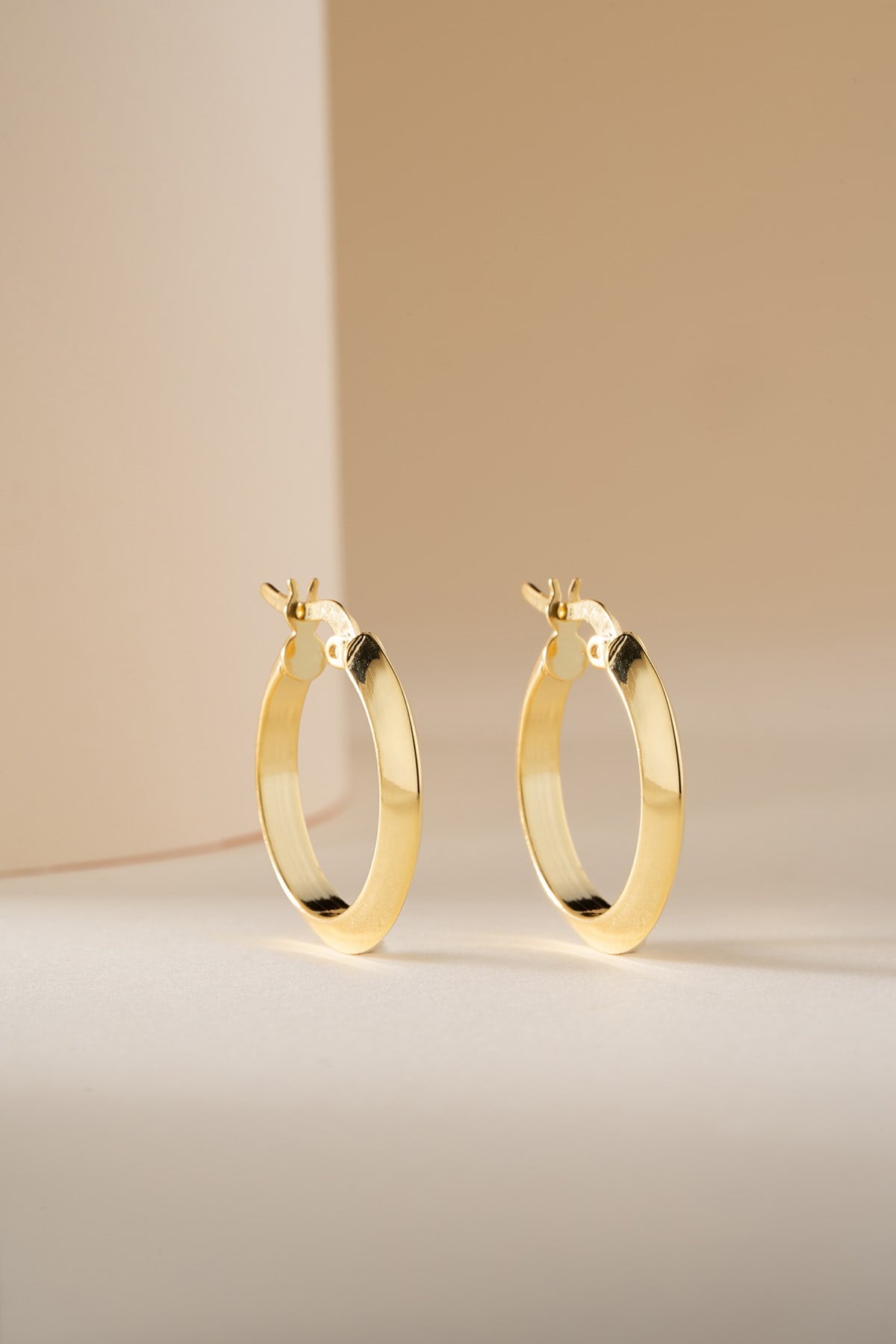925 Ayar Gümüş Gold Kaplama 20 mm Halka Model Şarnel Halka Küpe