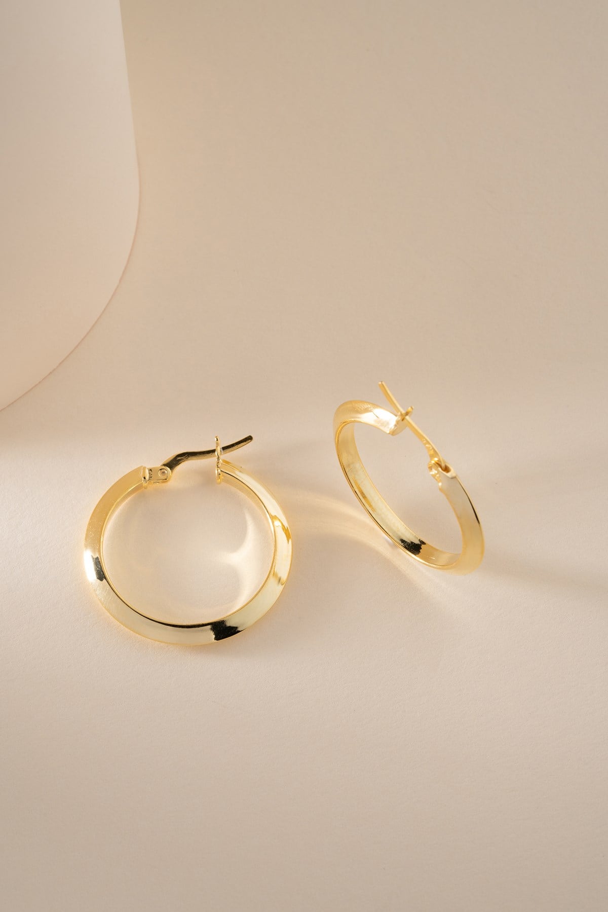 925 Ayar Gümüş Gold Kaplama 25 mm Halka Model Şarnel Halka Küpe