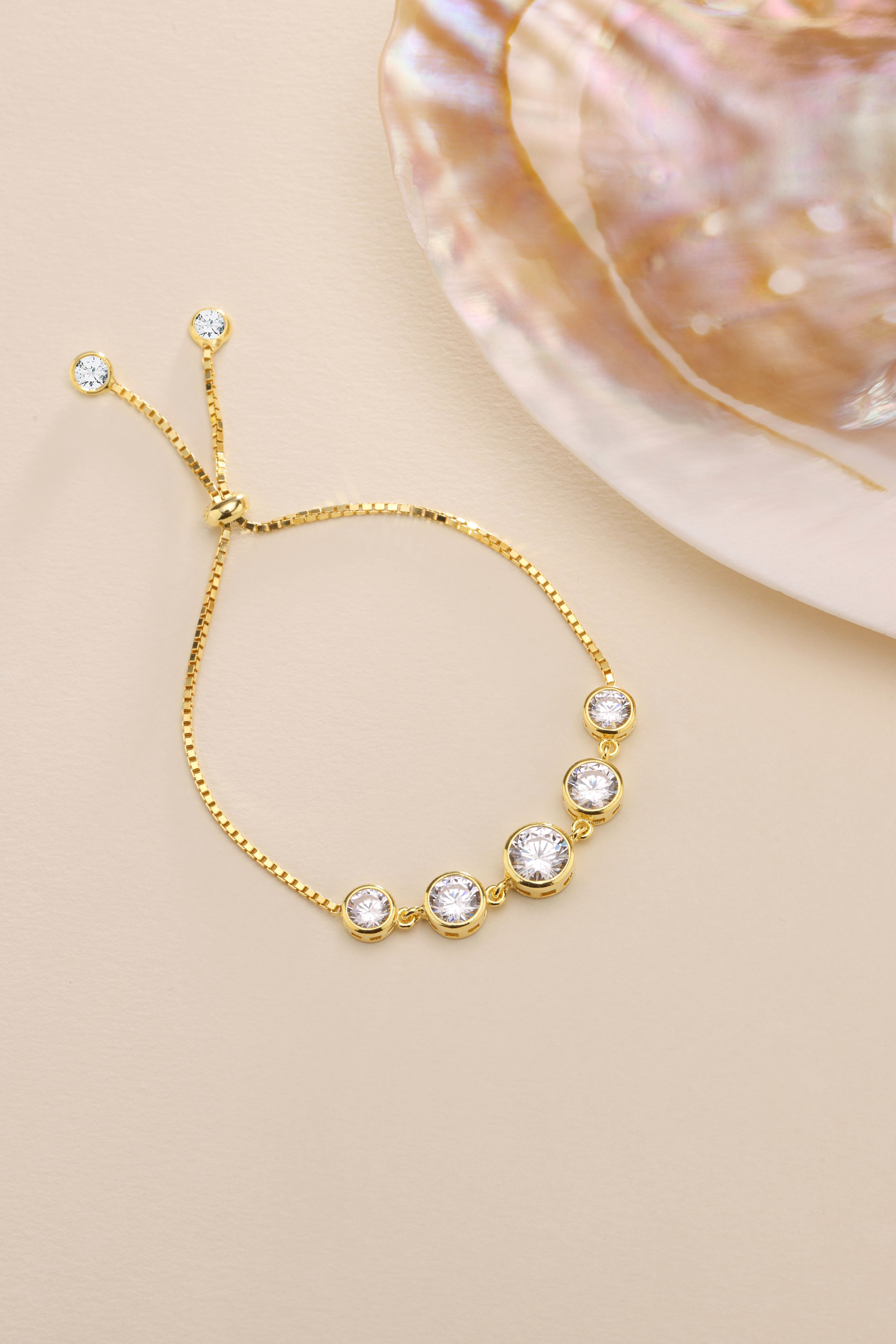 925 Ayar Gümüş Gold Kaplama Ayarlanabilir Asansörlü Beştaş Model Bileklik 