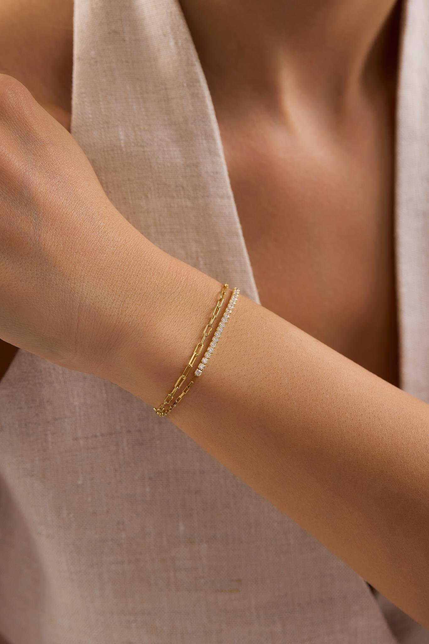 925 Ayar Gümüş Gold Kaplama Çift Zincirli Suyolu Model Bileklik