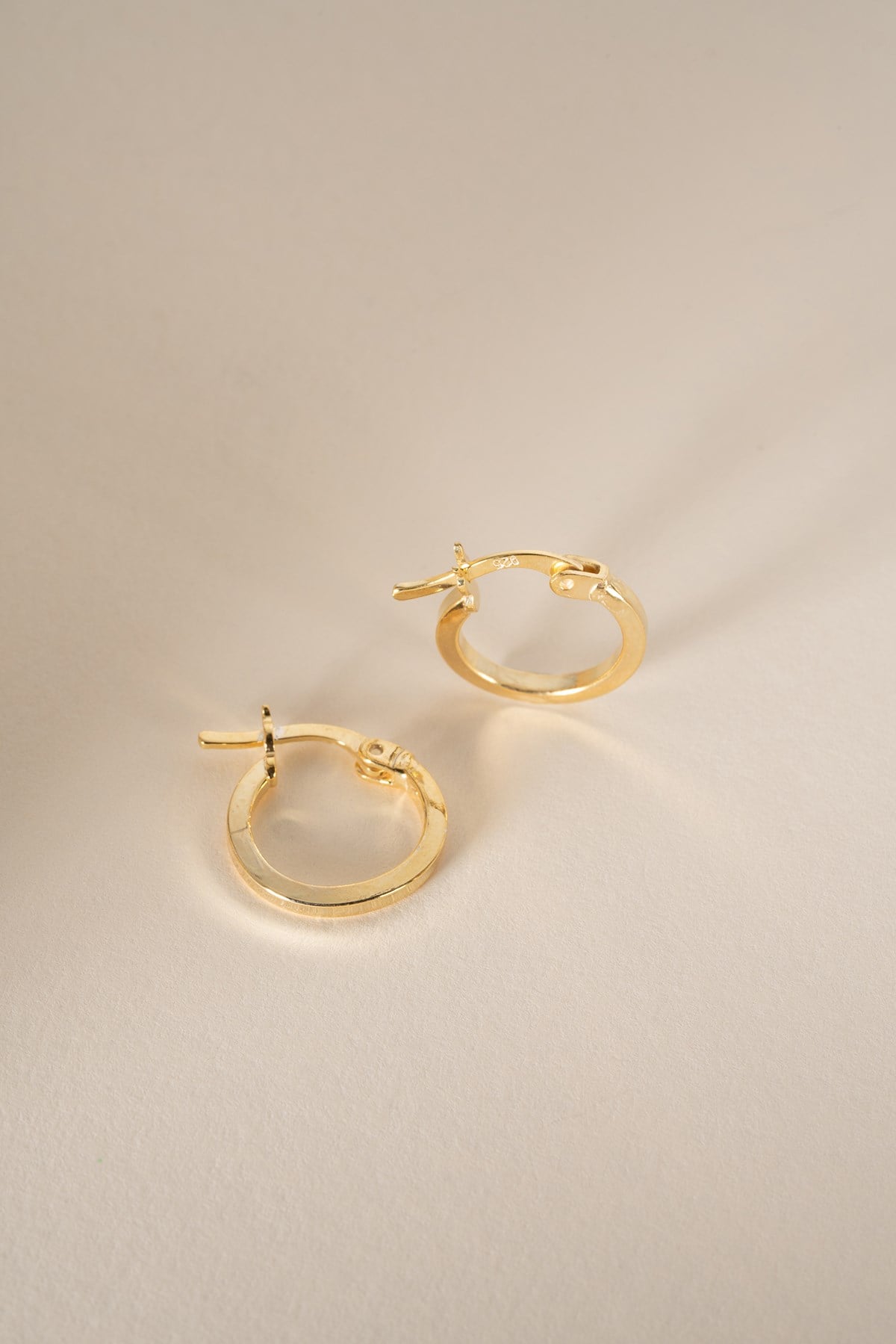 925 Ayar Gümüş Gold Kaplama Köşeli 15 mm Halka Şarnel Halka Küpe