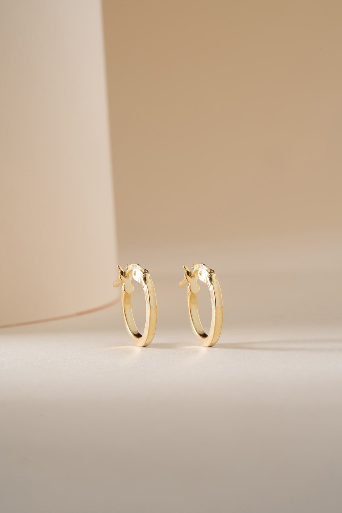 925 Ayar Gümüş Gold Kaplama Köşeli 15 mm Halka Şarnel Halka Küpe