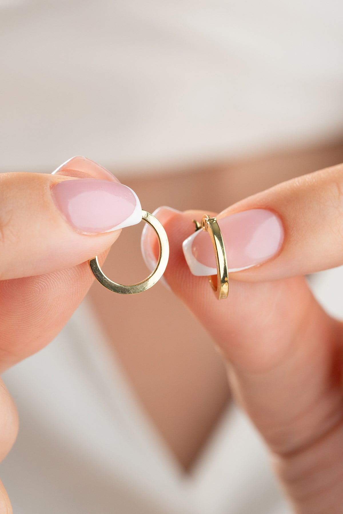 925 Ayar Gümüş Gold Kaplama Köşeli 15 mm Halka Şarnel Halka Küpe