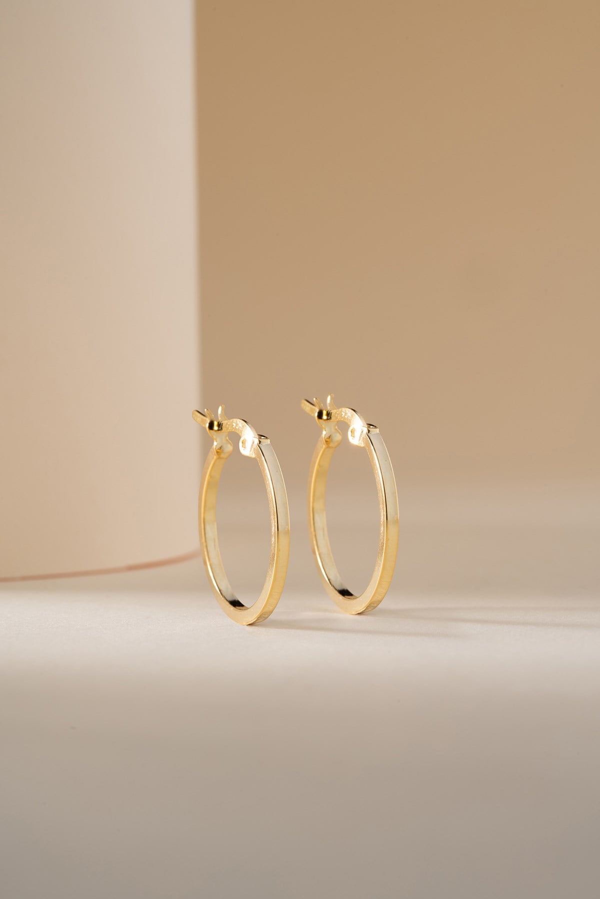 925 Ayar Gümüş Gold Kaplama Köşeli 20 mm Halka Şarnel Halka Küpe