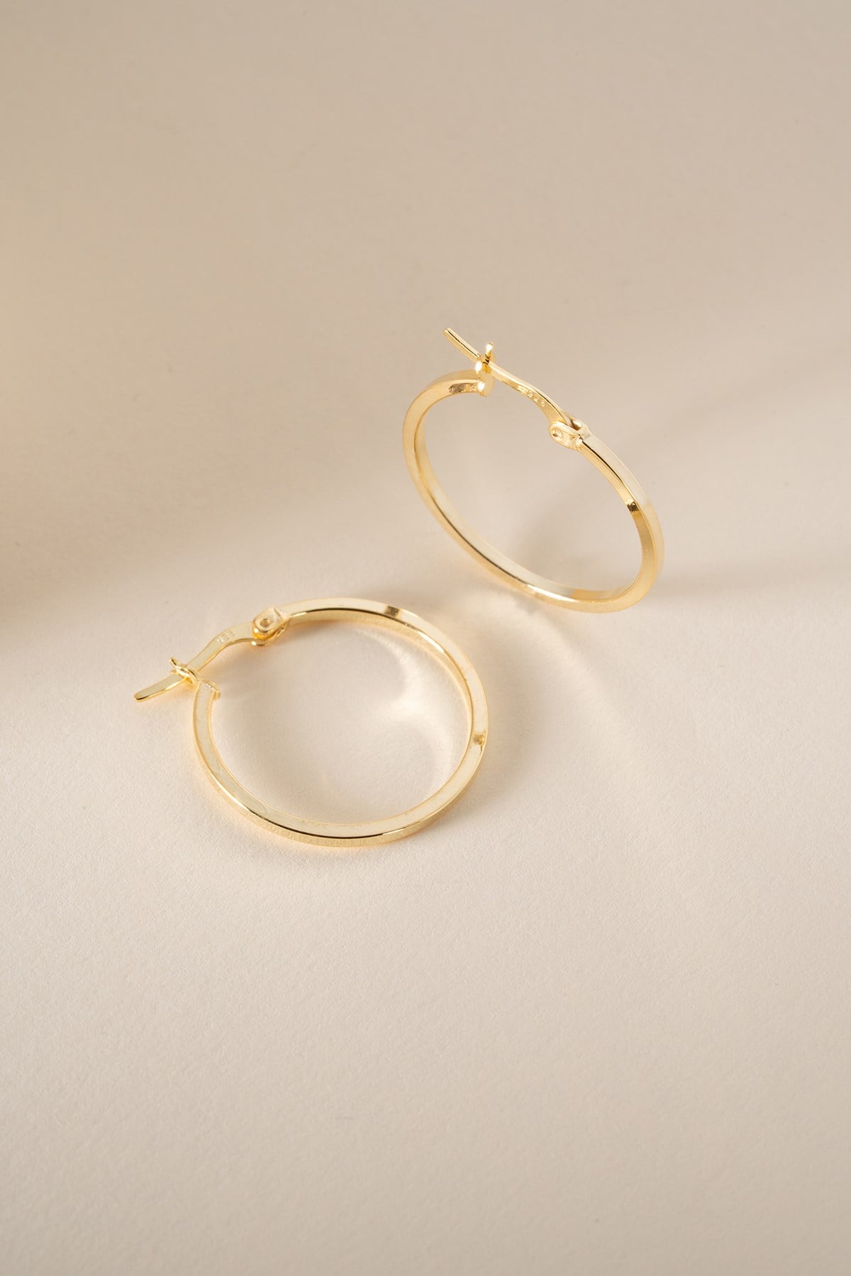 925 Ayar Gümüş Gold Kaplama Köşeli 25 mm Halka Şarnel Halka Küpe