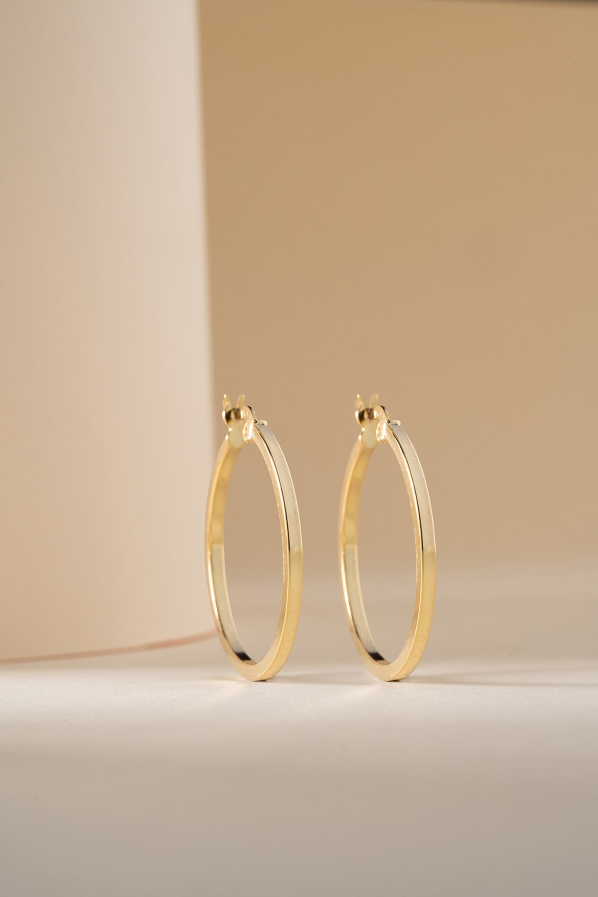 925 Ayar Gümüş Gold Kaplama Köşeli 25 mm Halka Şarnel Halka Küpe