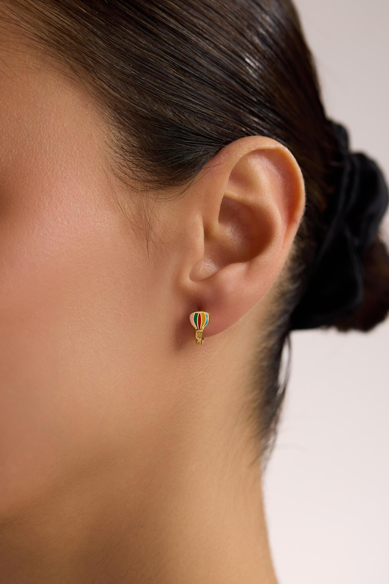 925 Ayar Gümüş Gold Kaplama Minik Balon Model Çocuk Küpe