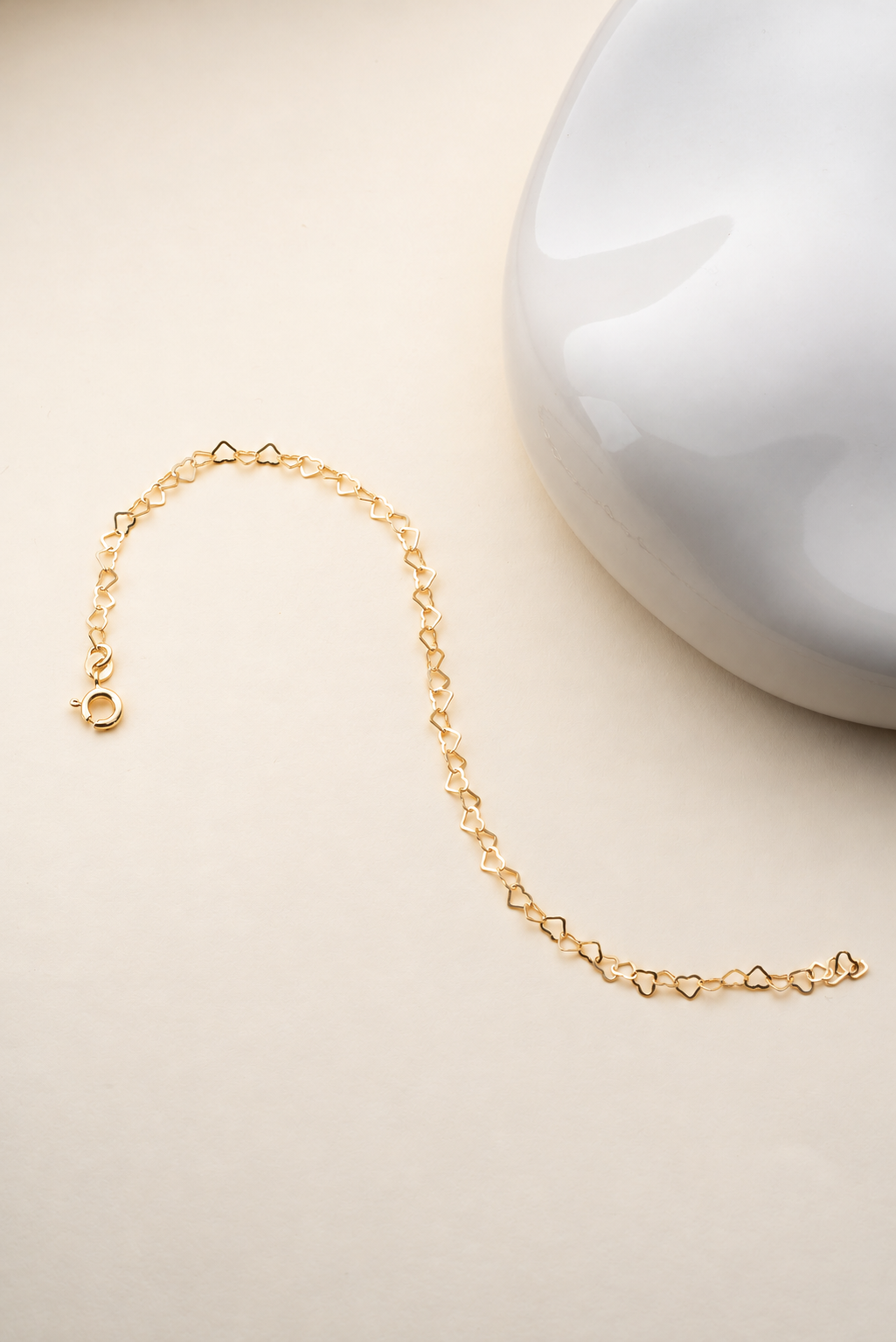 925 Ayar Gümüş Gold Kaplama Minimal Sade Sıralı Kalp Bileklik