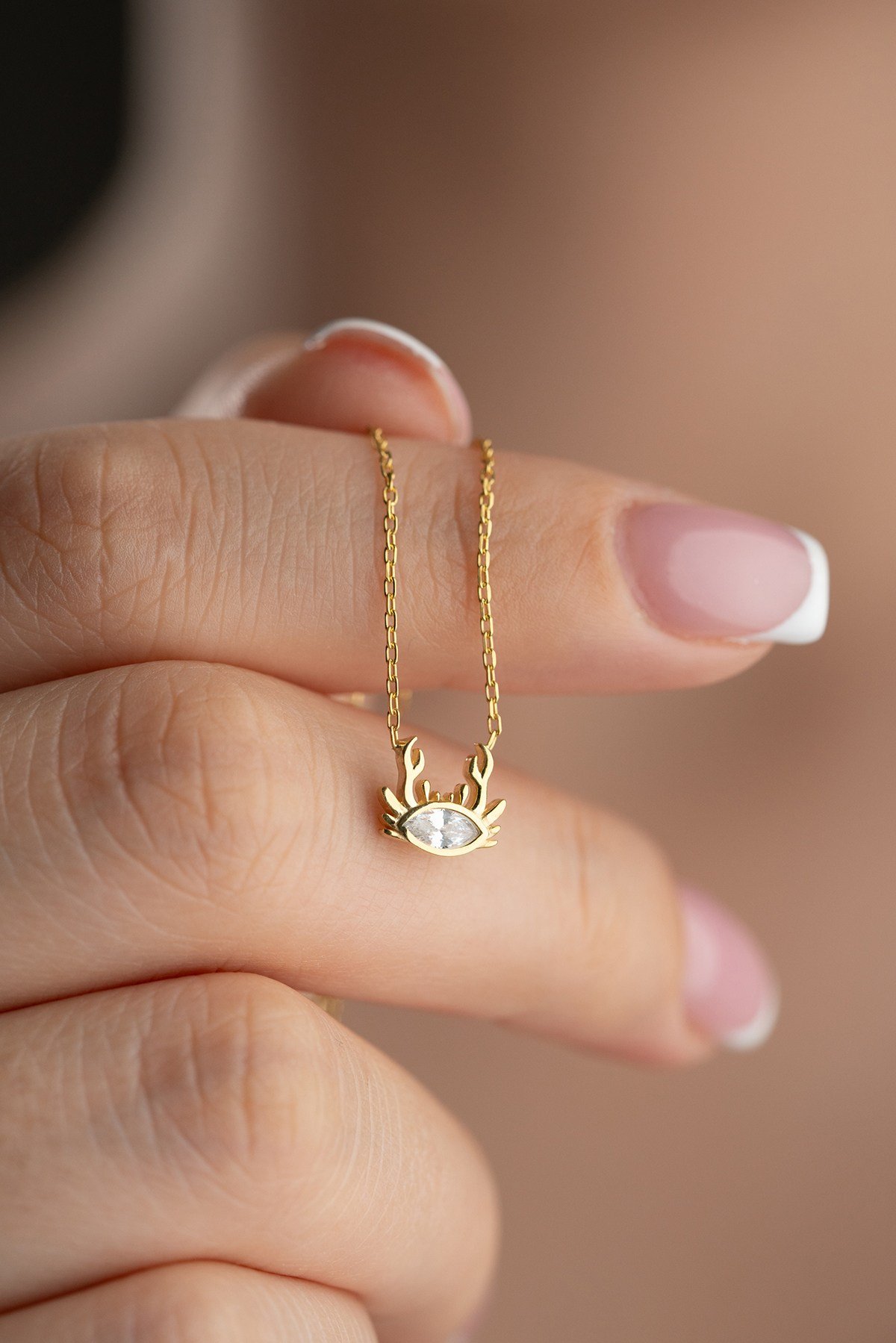 925 Ayar Gümüş Gold Kaplama Minimal Yengeç Kolye
