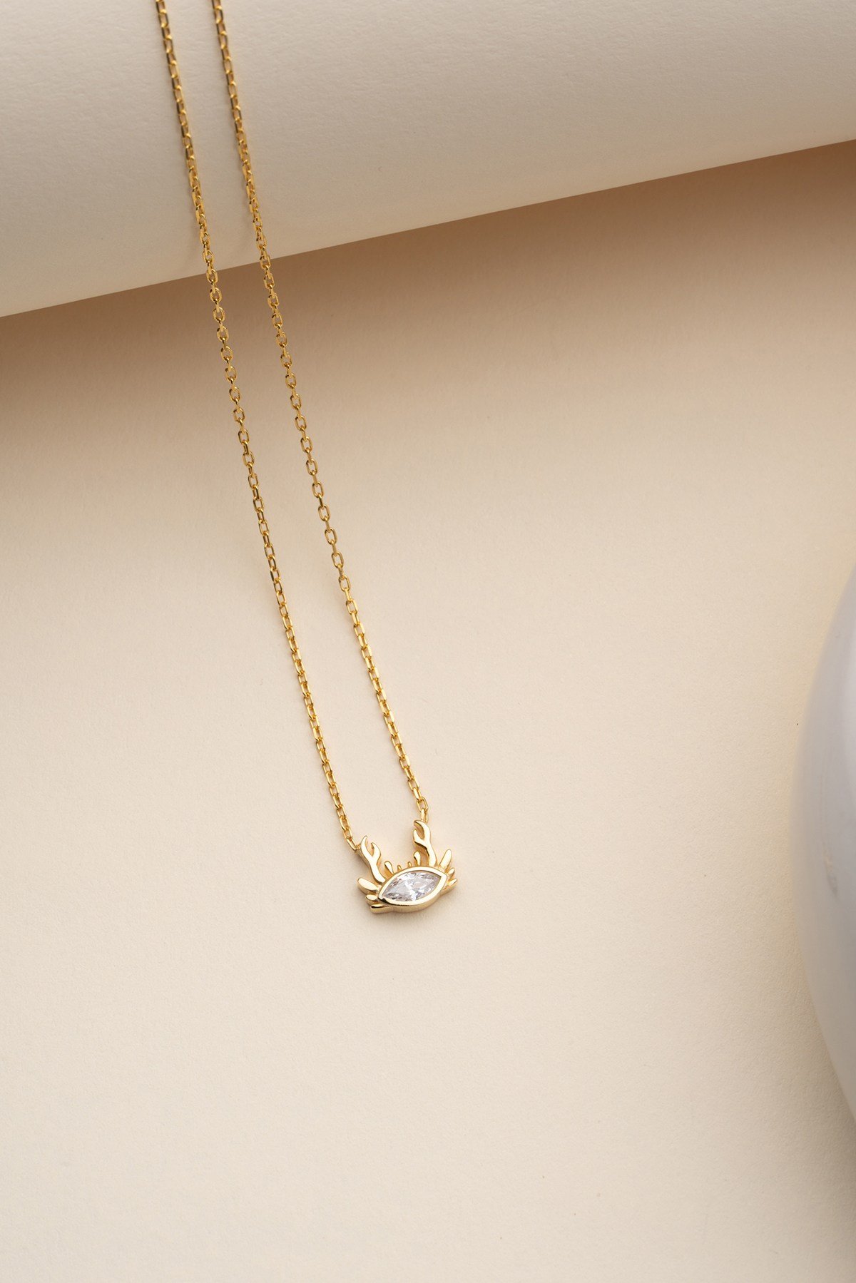 925 Ayar Gümüş Gold Kaplama Minimal Yengeç Kolye