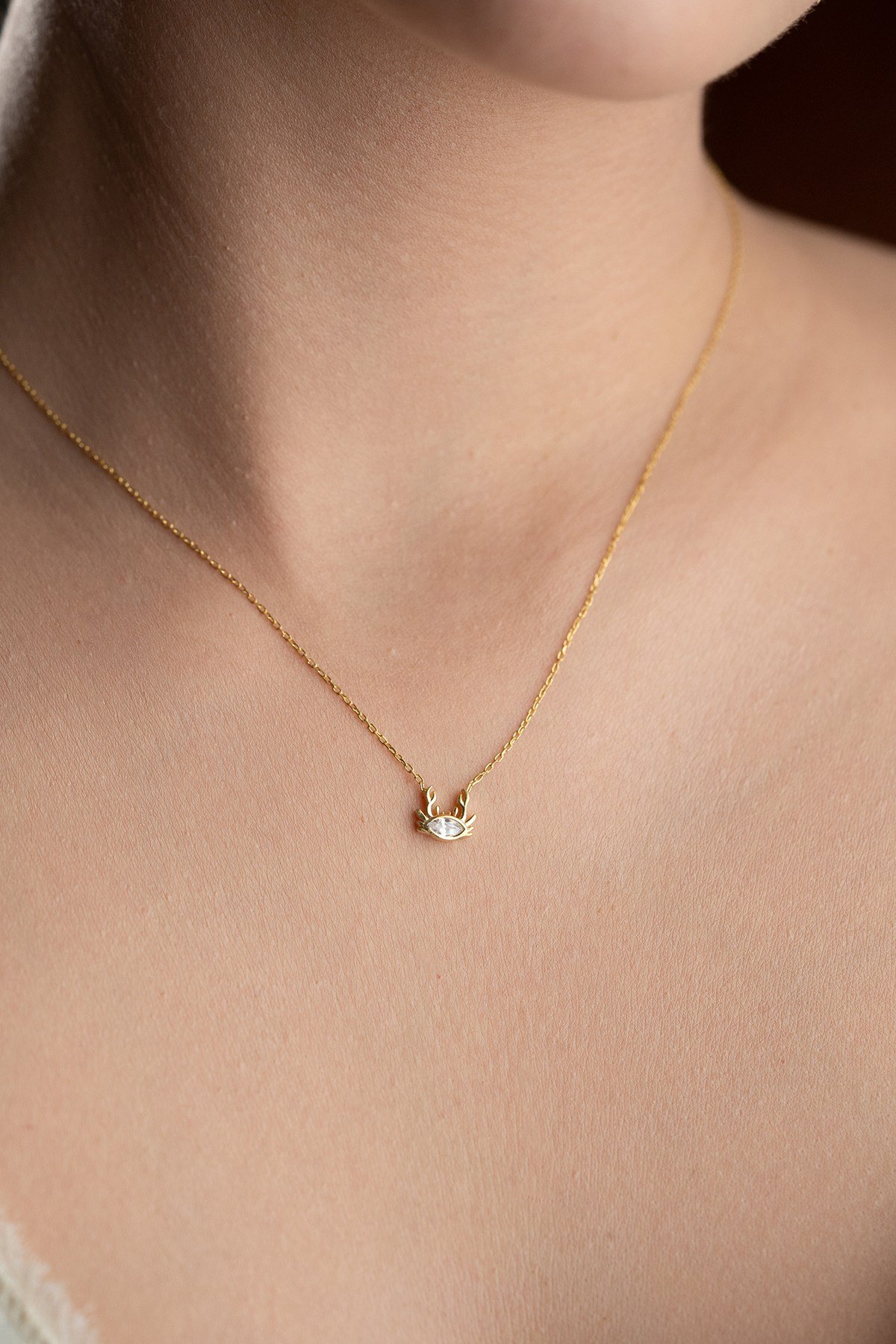 925 Ayar Gümüş Gold Kaplama Minimal Yengeç Kolye