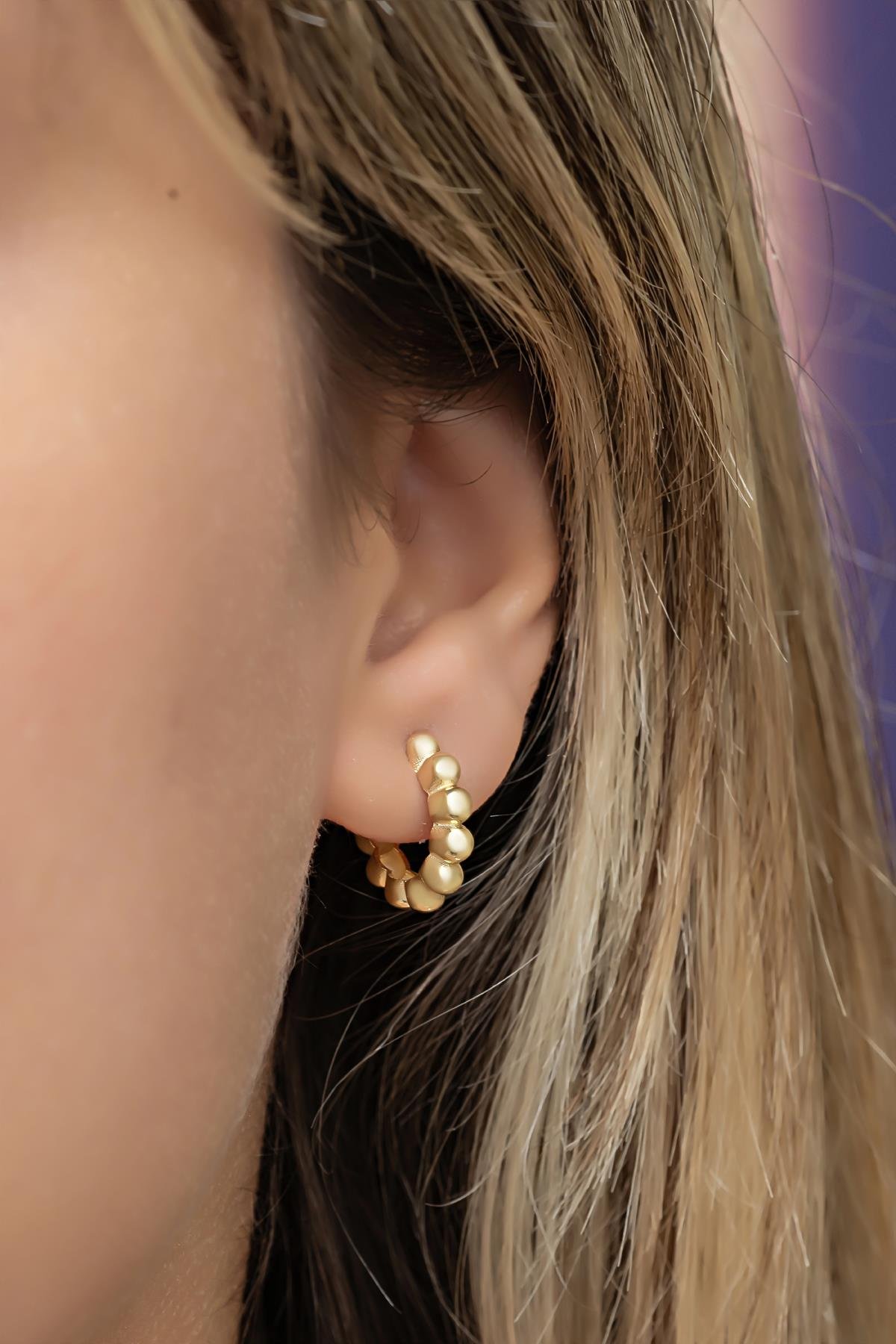 925 Ayar Gümüş Gold Kaplama Toplu 15 mm Halka Küpe