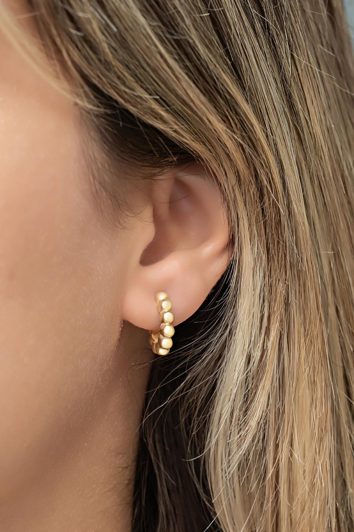 925 Ayar Gümüş Gold Kaplama Toplu 15 mm Halka Küpe