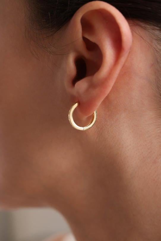 925 Ayar Gümüş Gold Kaplama Zirkon Taşlı 15 Mm Halka  Küpe