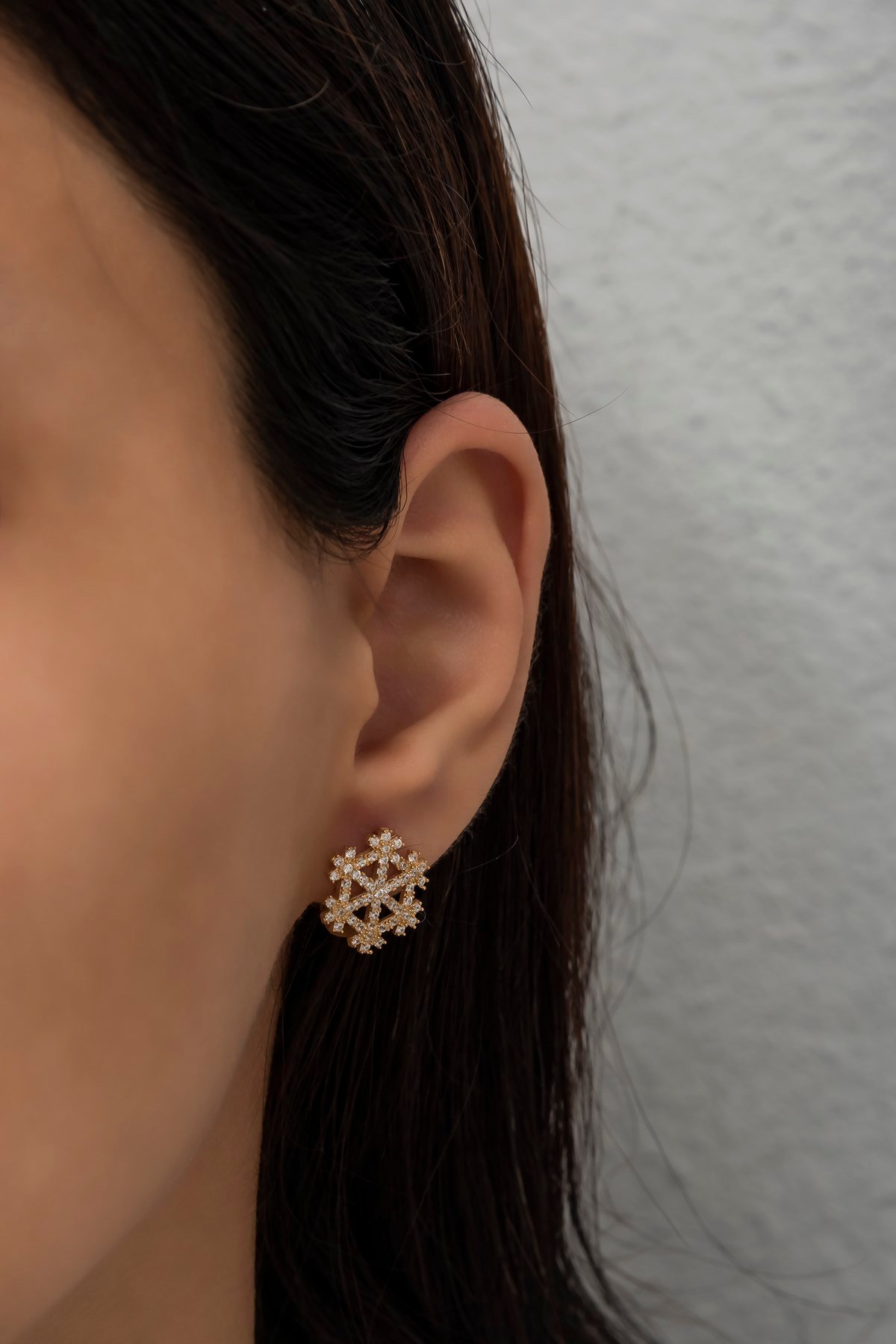 925 Ayar Gümüş Gold Kartanesi Küpe