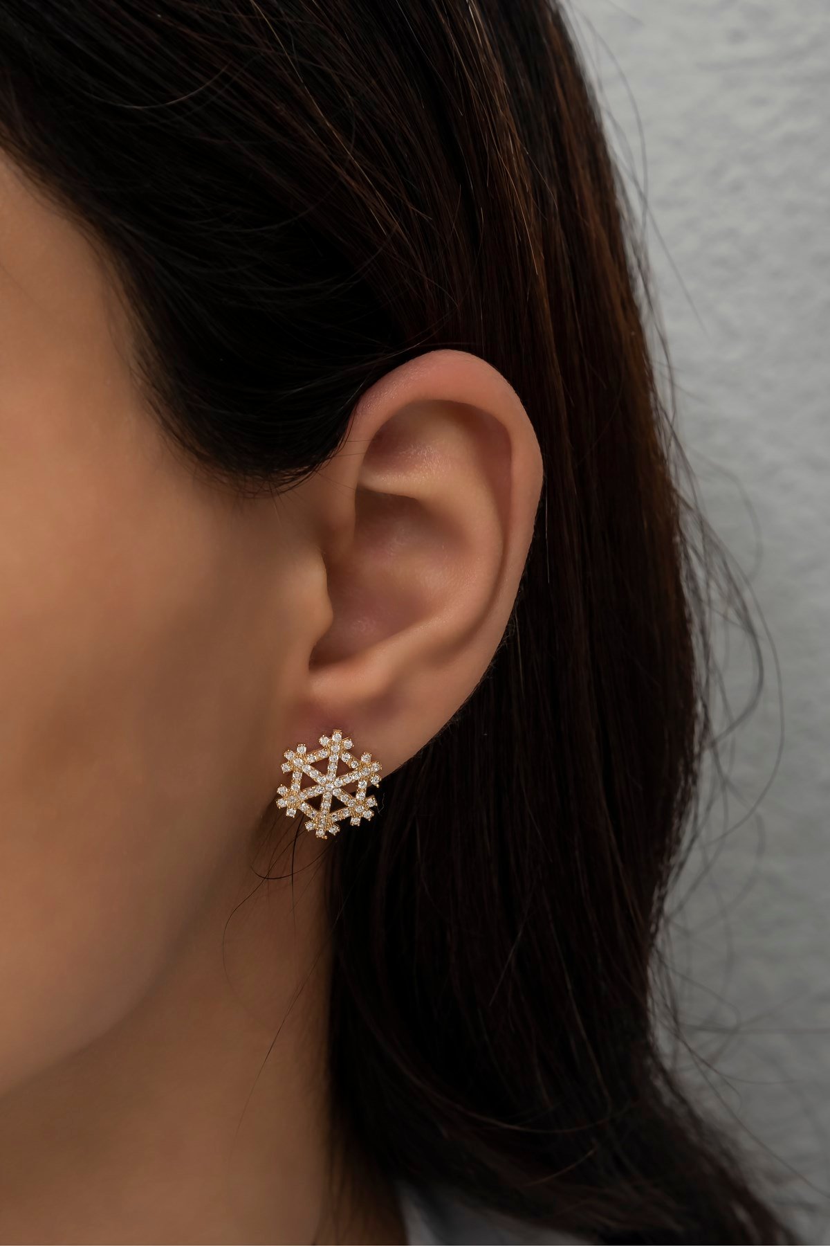 925 Ayar Gümüş Gold Kartanesi Küpe