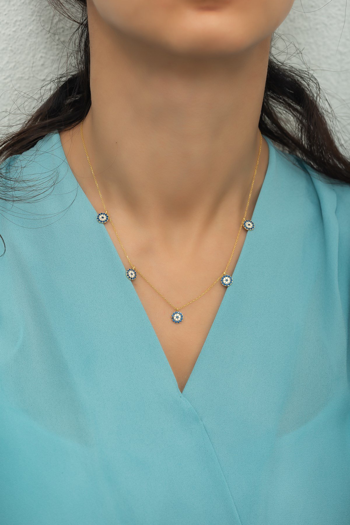 925 Ayar Gümüş Gold Nazar Şans Kolye