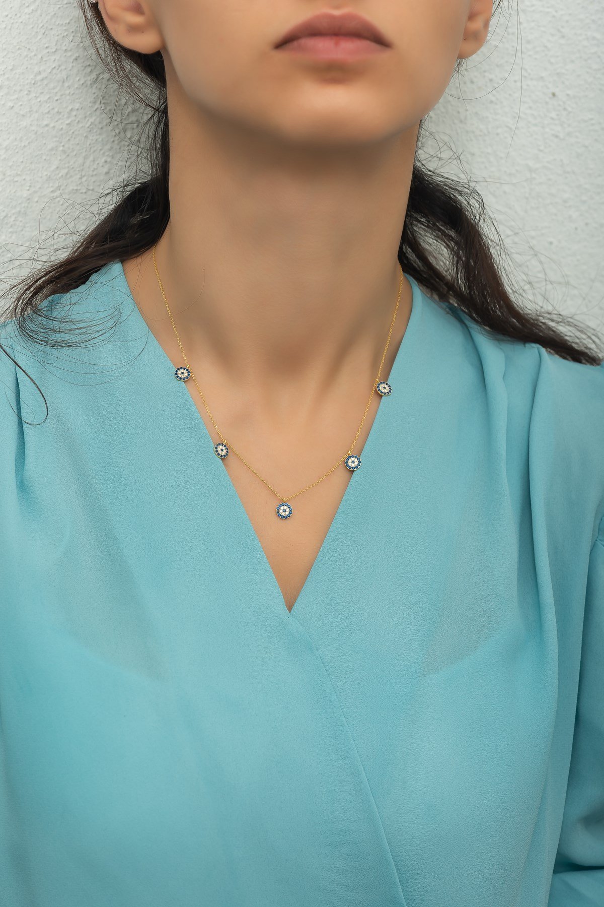 925 Ayar Gümüş Gold Nazar Şans Kolye