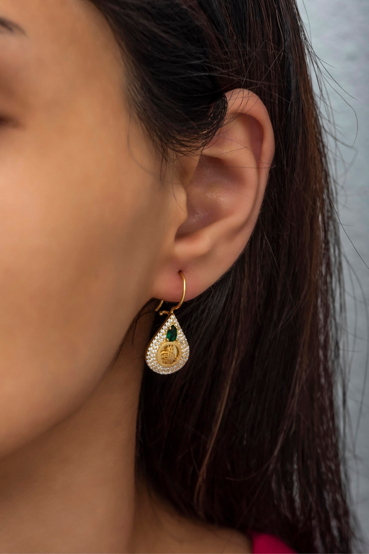 925 Ayar Gümüş Gold Osmanlı Tuğralı Küpe