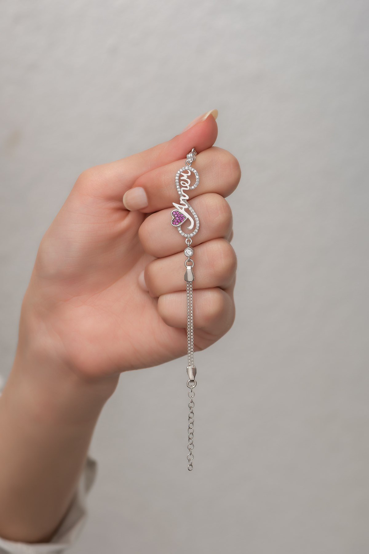 925 Ayar Gümüş Kalpli Annem Bileklik