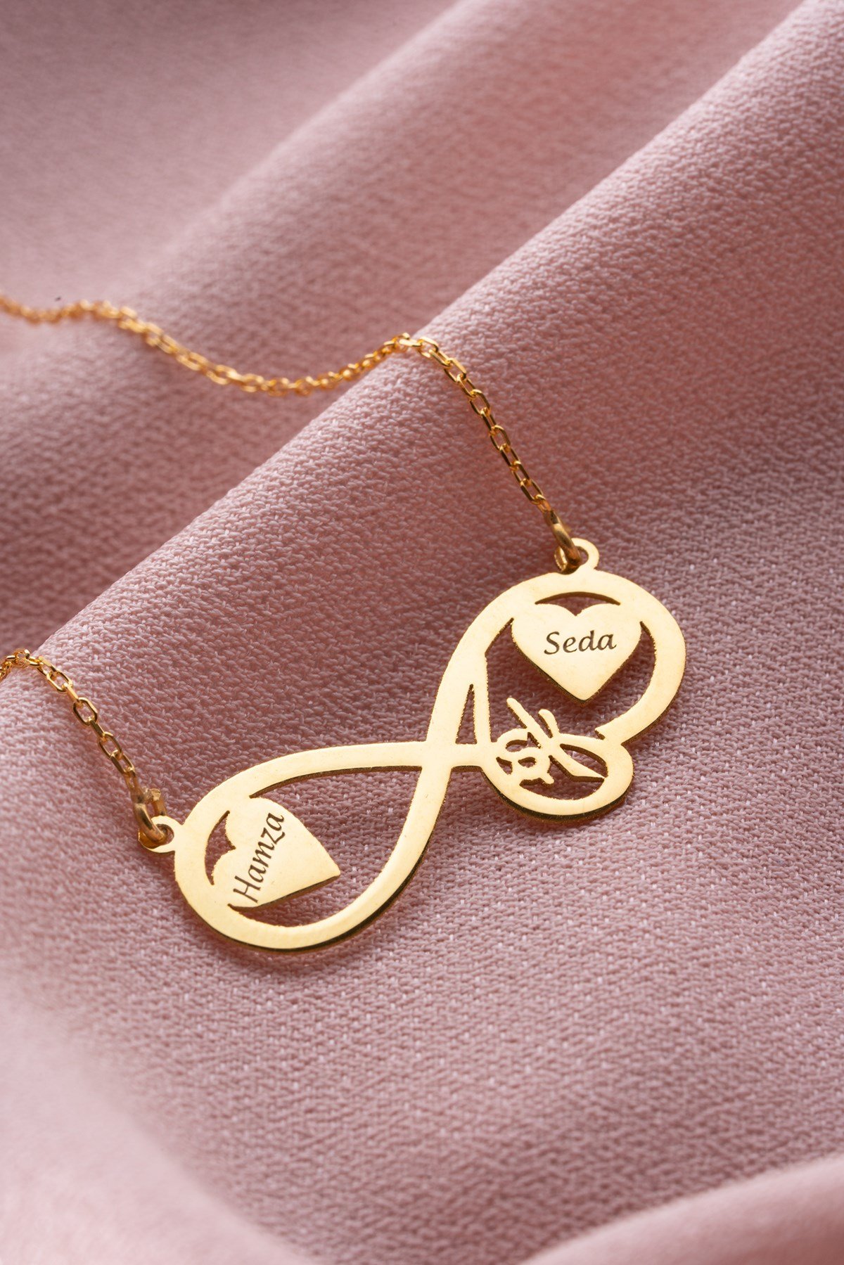 925 Ayar Gümüş Kişiye Özel Aşk Temalı Sonsuzluk Kolye