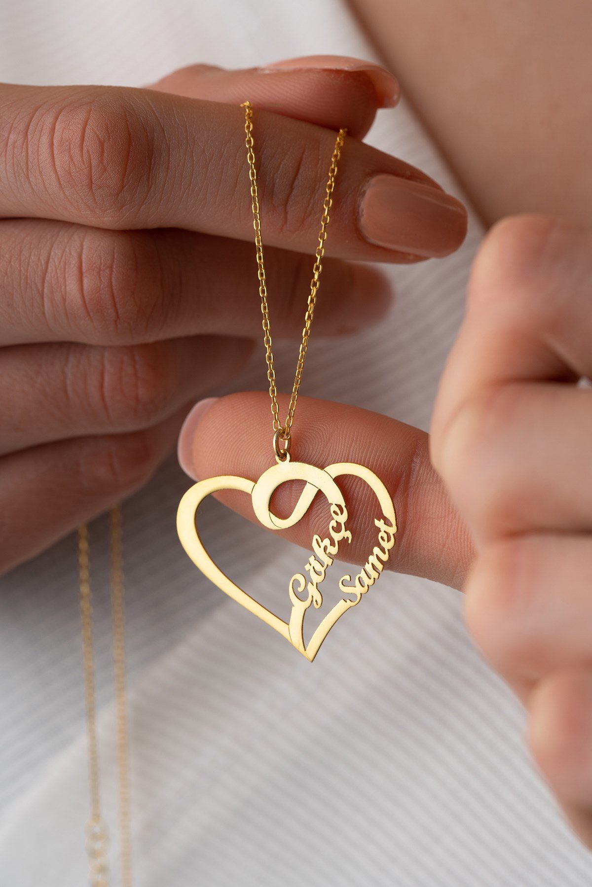 925 Ayar Gümüş Kişiye Özel Kalpli İsim Kolye