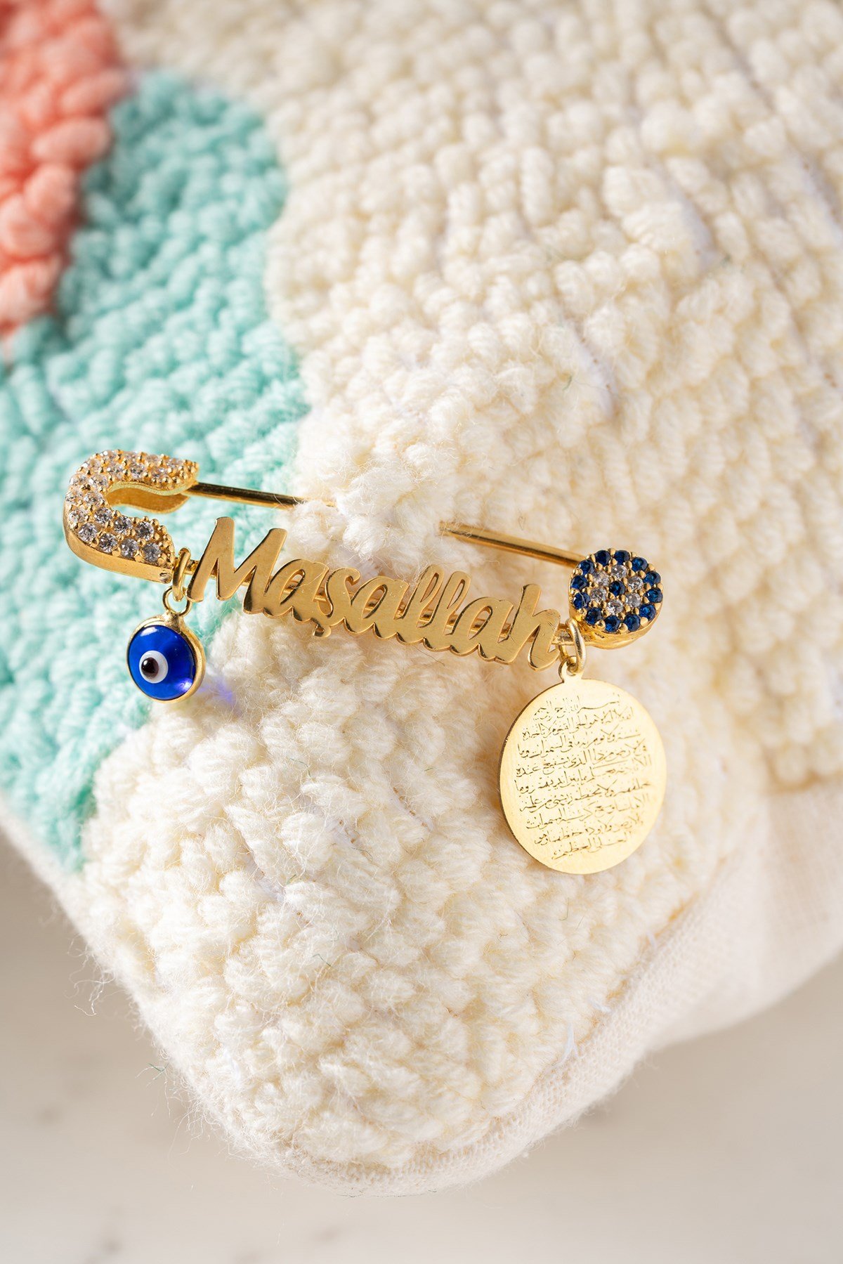 925 Ayar Gümüş Maşallah Nazarlı Çengelli Bebek İğnesi