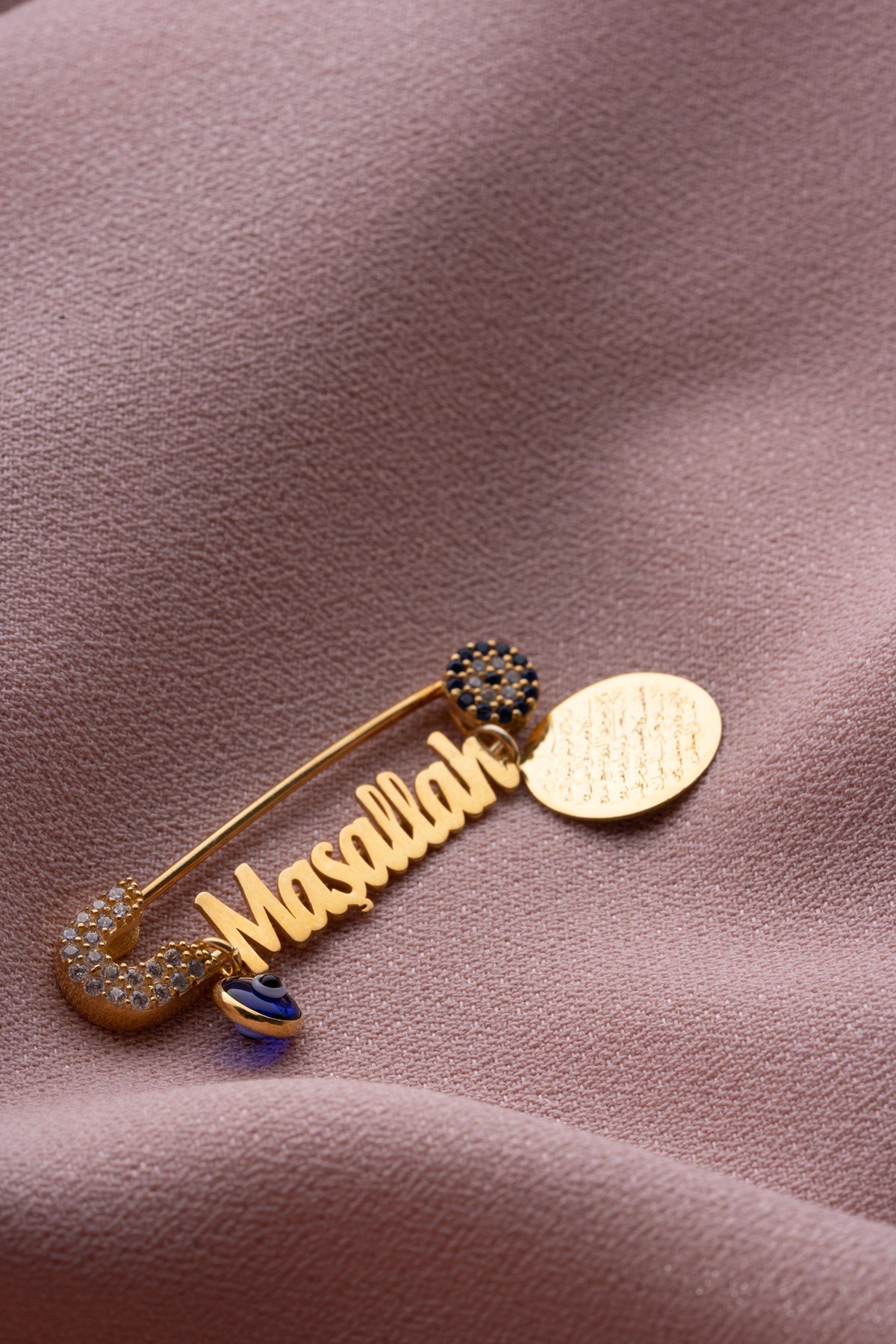 925 Ayar Gümüş Maşallah Nazarlı Çengelli Bebek İğnesi