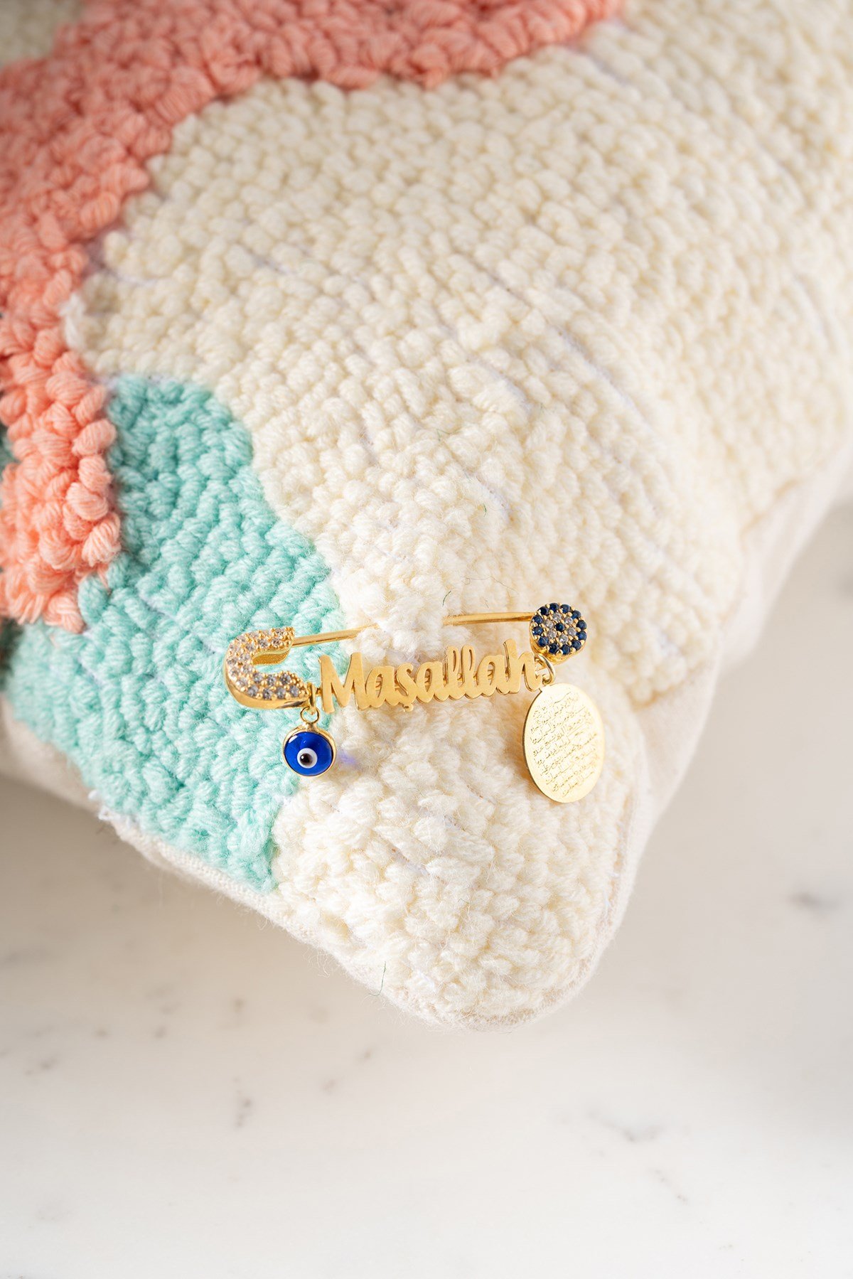 925 Ayar Gümüş Maşallah Nazarlı Çengelli Bebek İğnesi