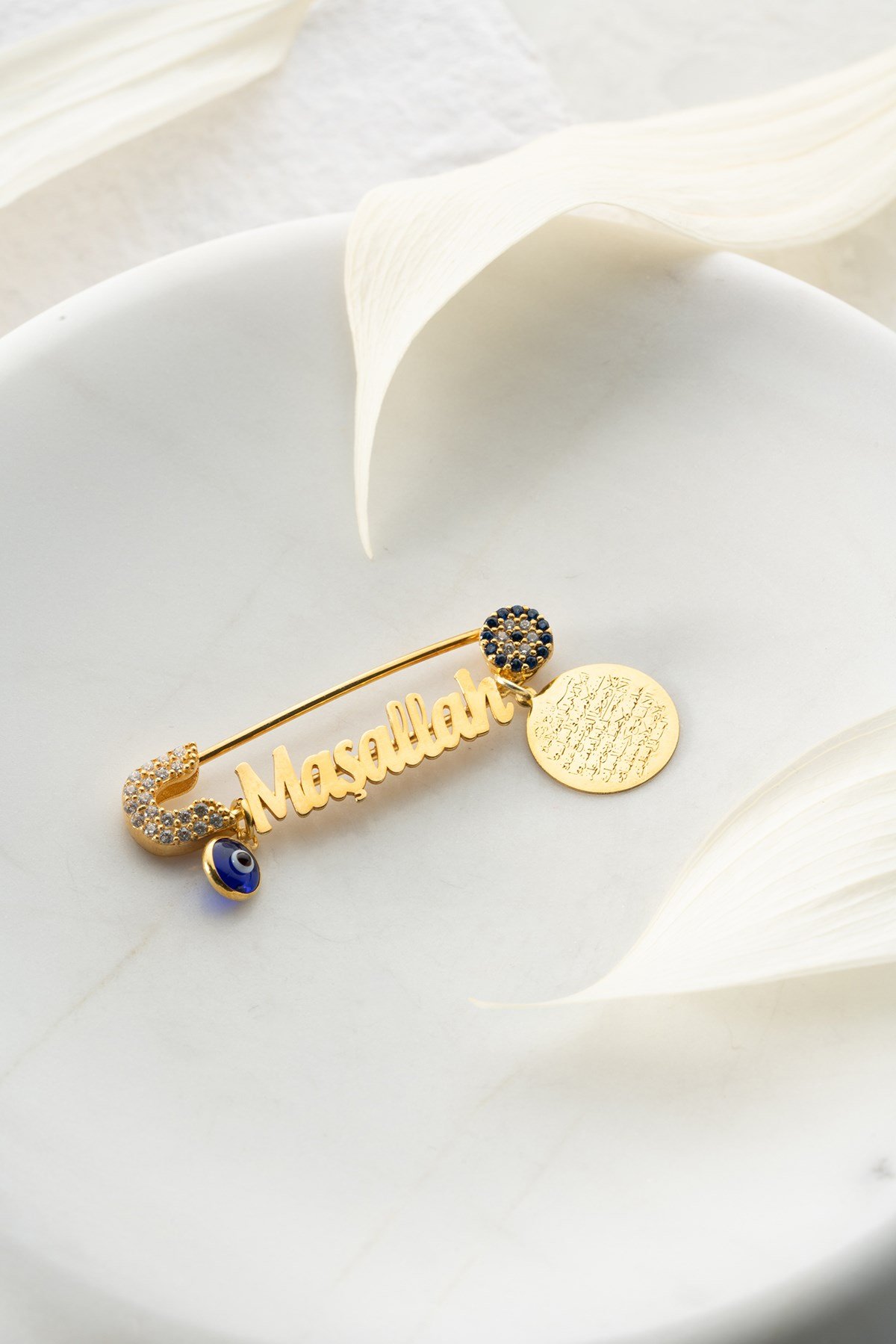 925 Ayar Gümüş Maşallah Nazarlı Çengelli Bebek İğnesi