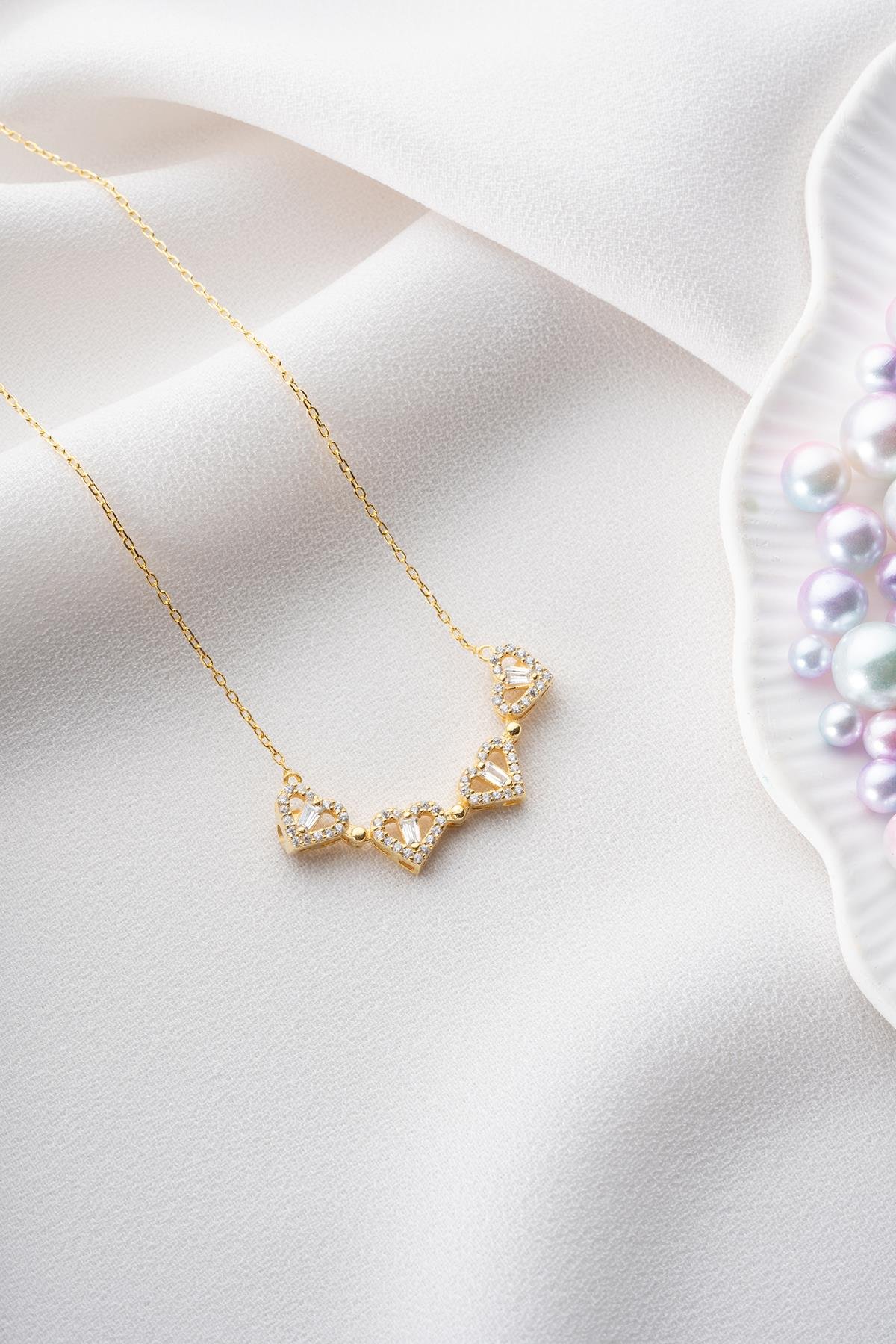 925 Ayar Gümüş Mıknatıslı Açılır Kapanır Gold Yonca Kolye