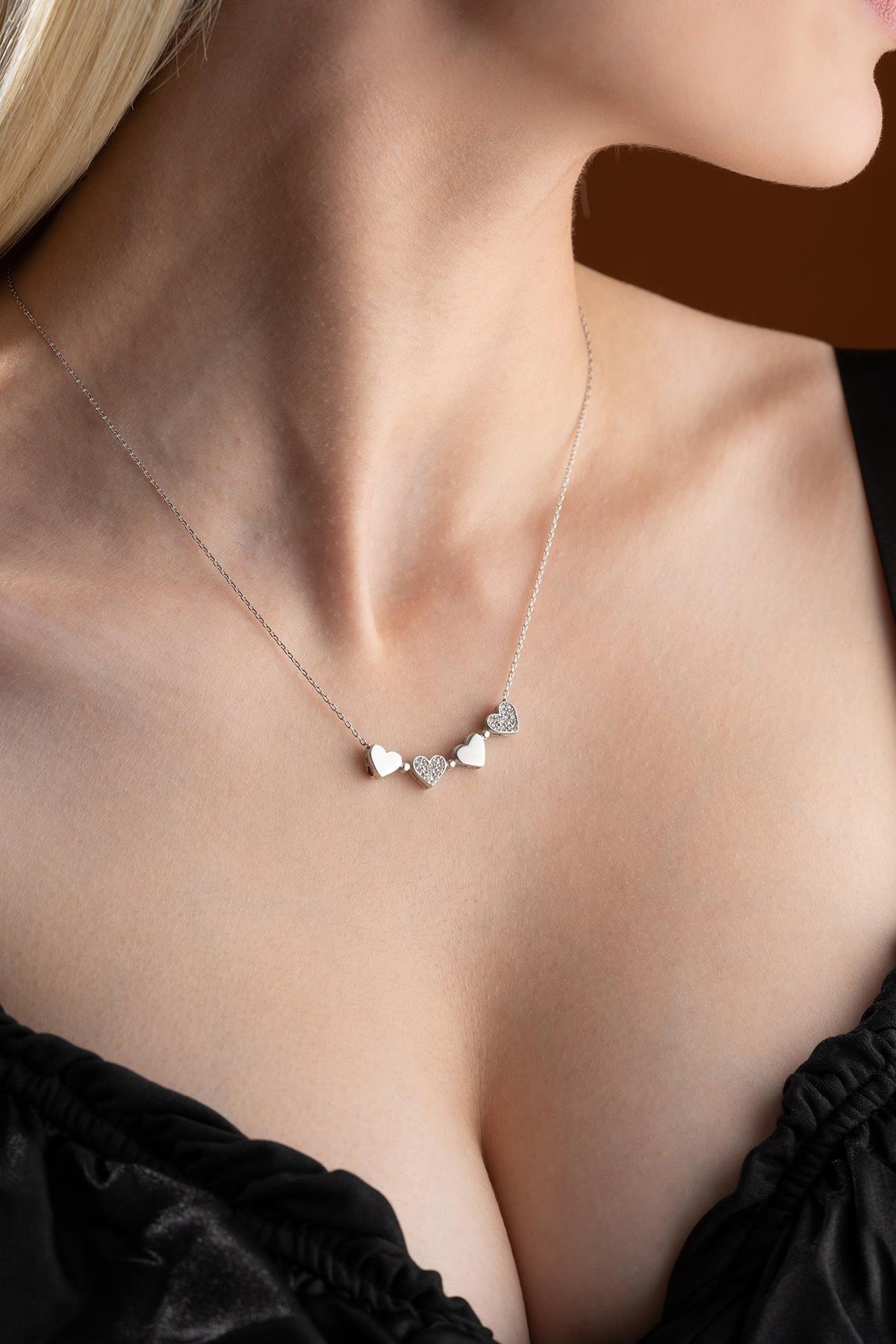 925 Ayar Gümüş Mıknatıslı Ayrılabilir Rodyumlu Yonca Kolye