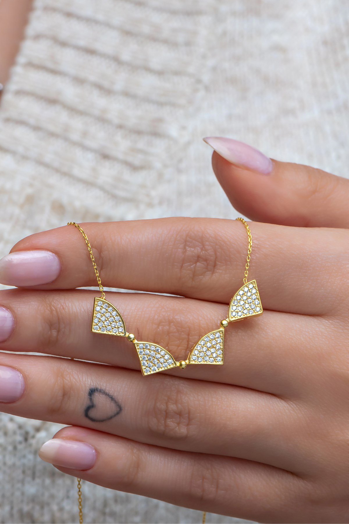 925 Ayar Gümüş Mıknatıslı Ayrılabilir Gold Daire Kolye