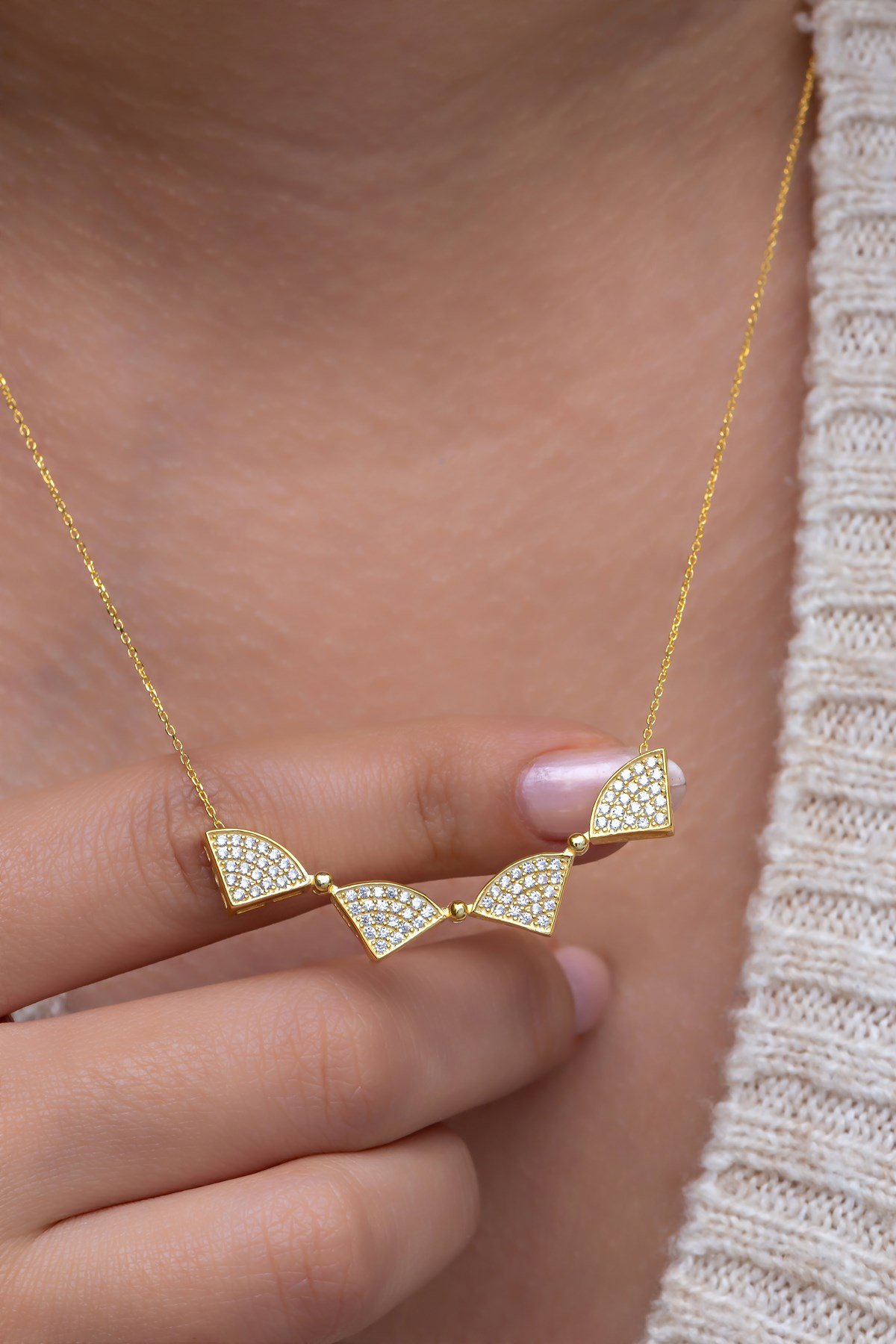 925 Ayar Gümüş Mıknatıslı Ayrılabilir Gold Daire Kolye