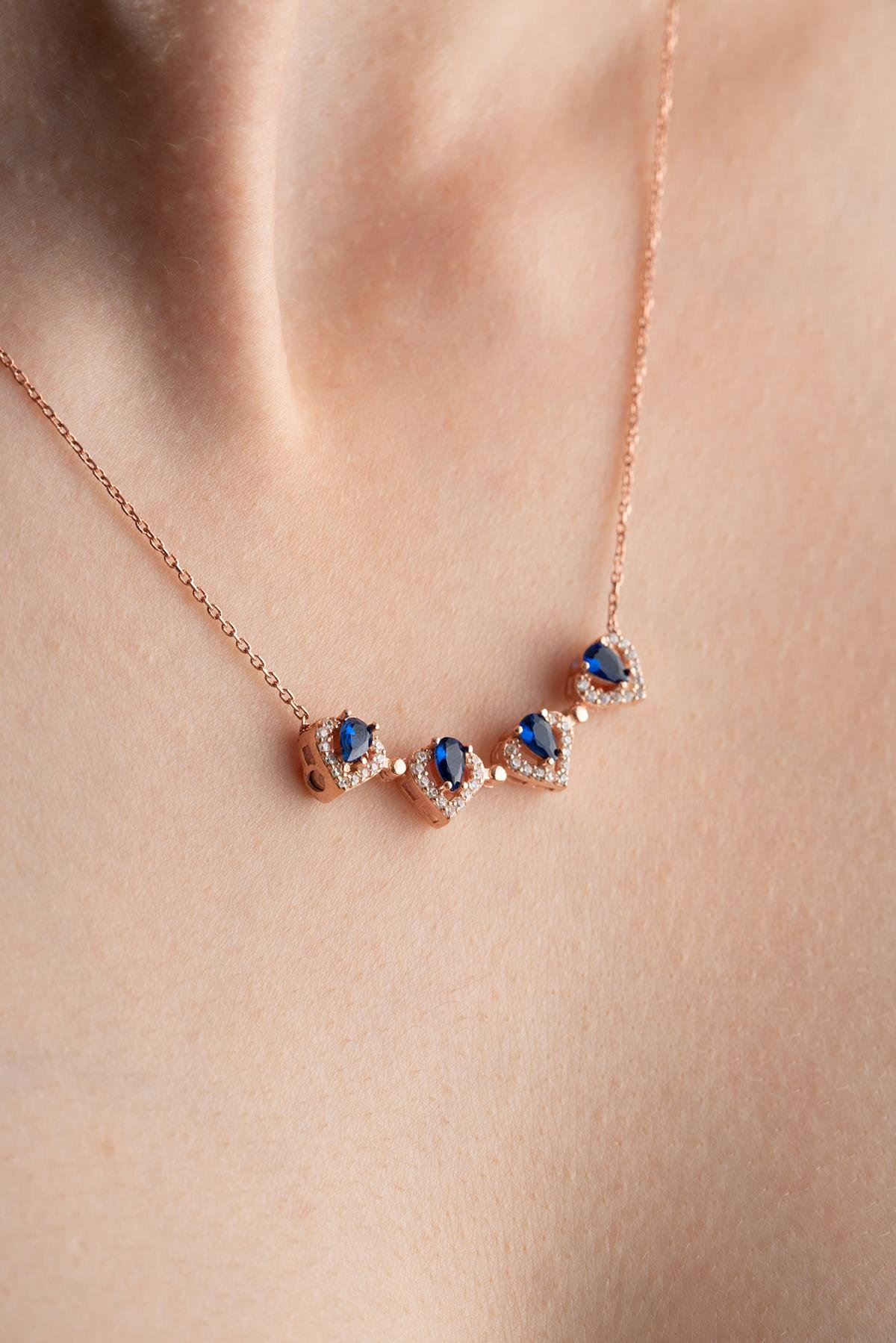 925 Ayar Gümüş Mıknatıslı Ayrılabilir Yeşil Zirkon Taşlı 4 Kalpli Yonca Kolye