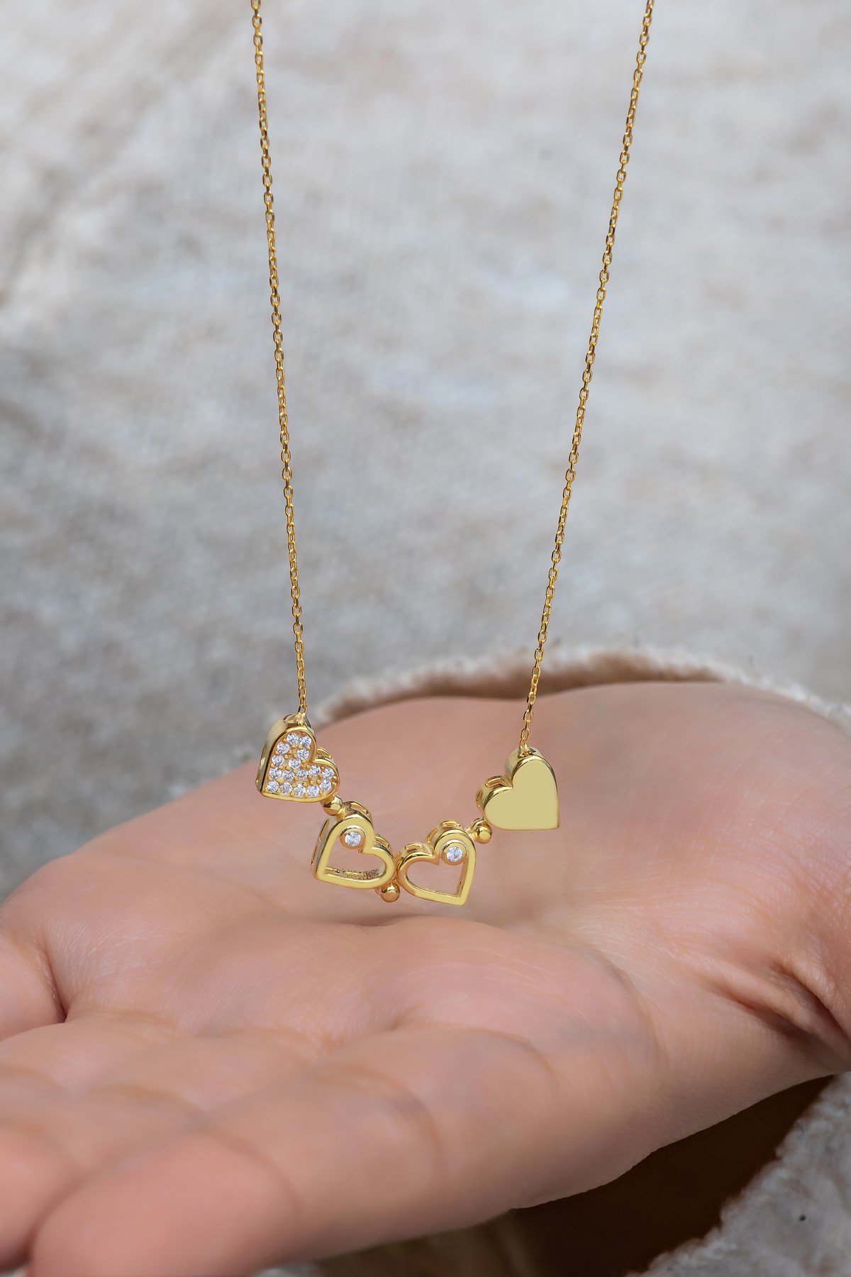 925 Ayar Gümüş Mıknatıslı Ayrılabilir 4 Kalpli Yonca Kolye