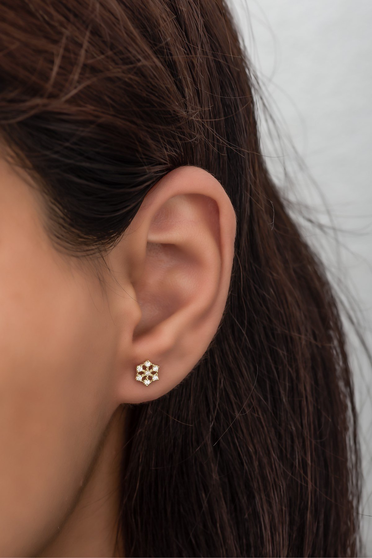 925 Ayar Gümüş Minik Gold Kartanesi Küpe